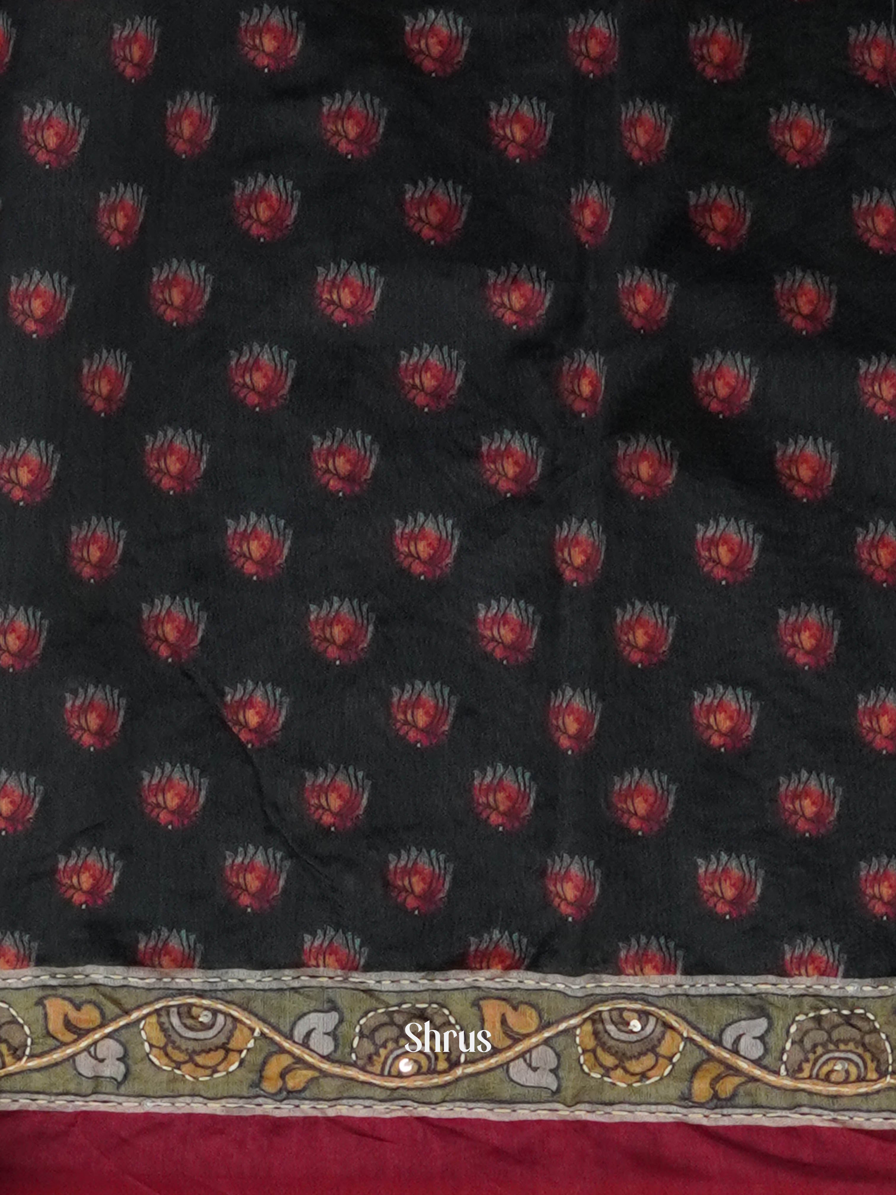 Green & Maroon - Semi Kantha Saree - Shop on ShrusEternity.com