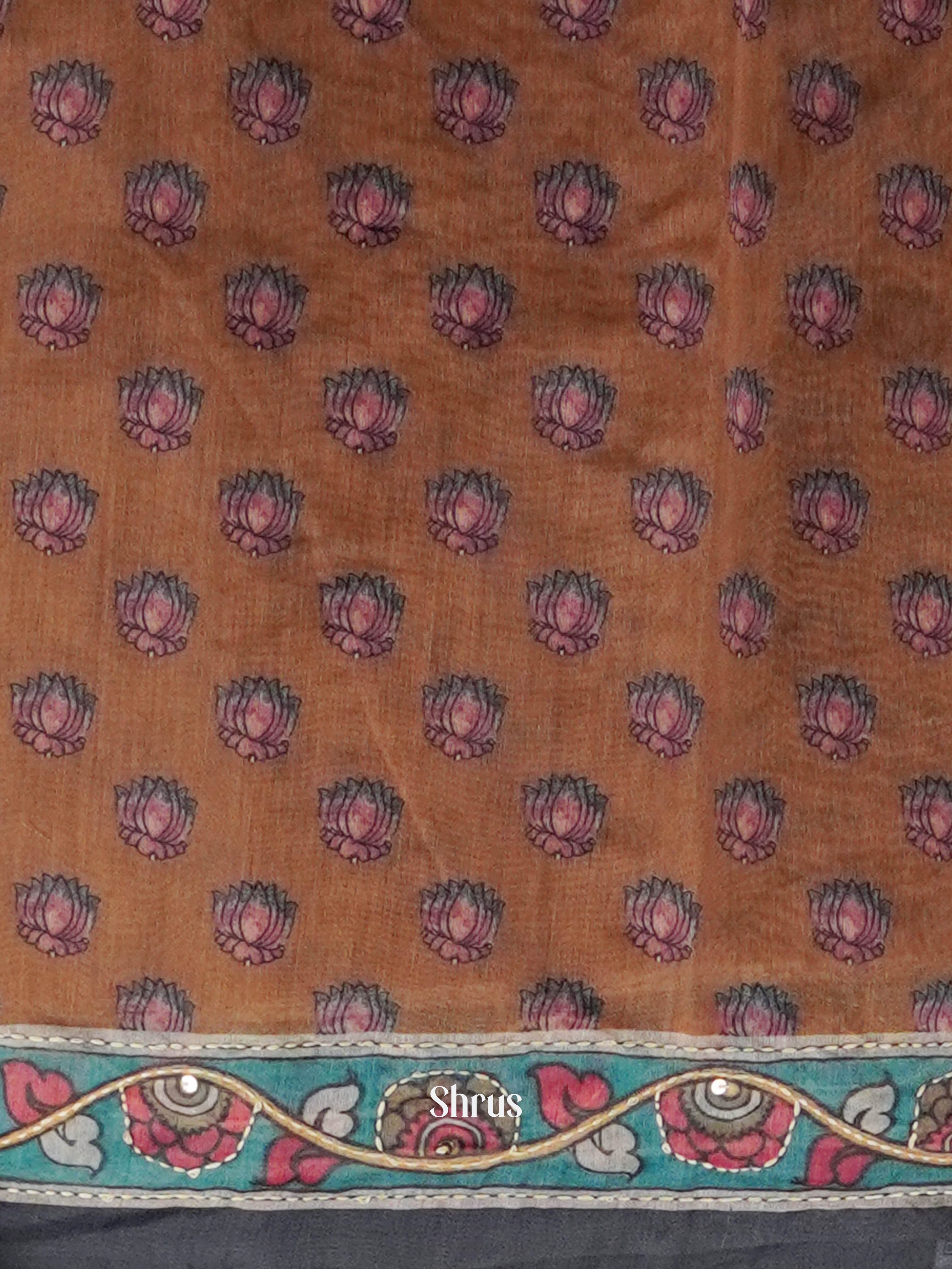 Brown & Black - Semi Kantha Saree - Shop on ShrusEternity.com