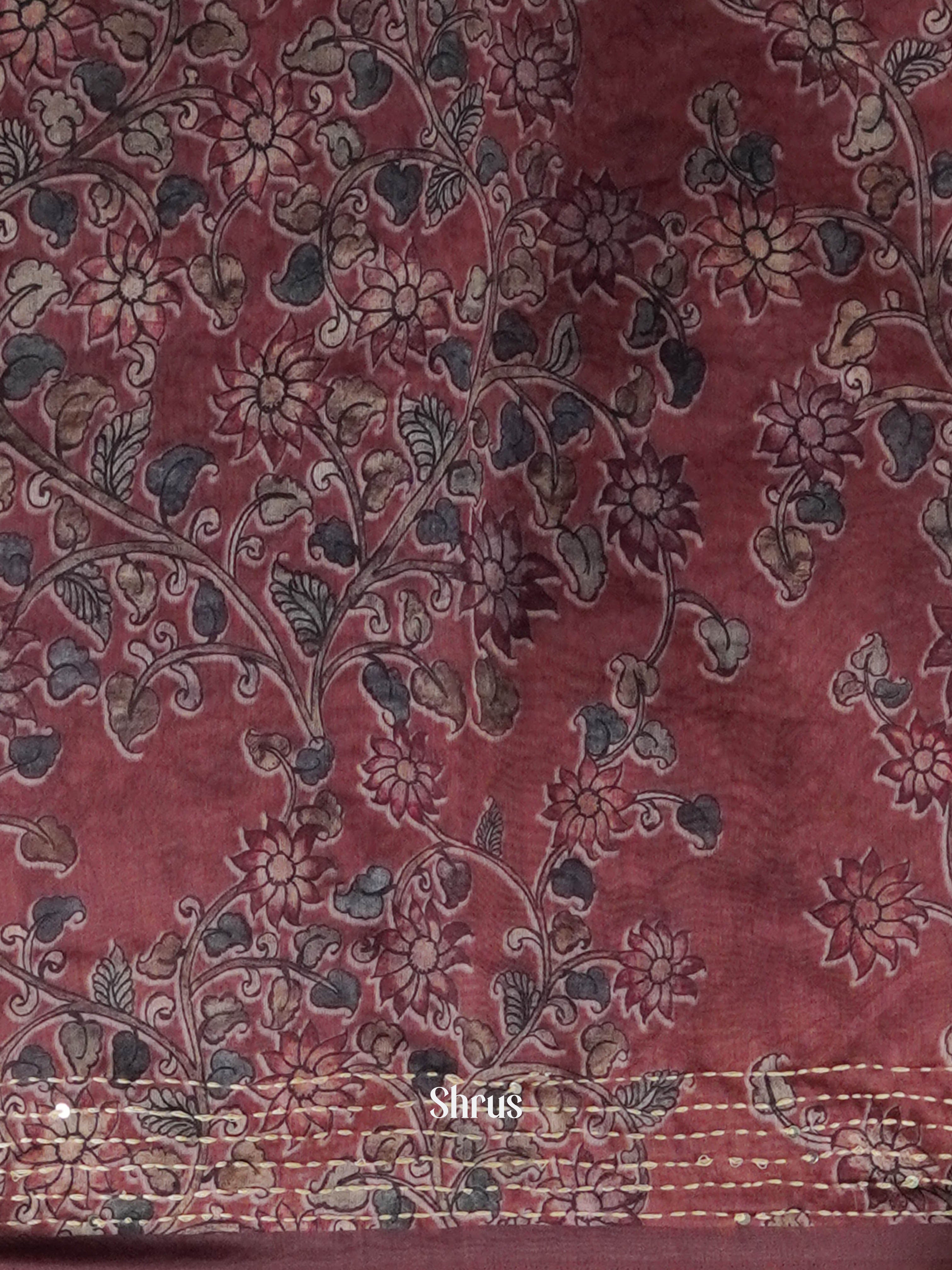 Brown - Semi Kantha Saree - Shop on ShrusEternity.com