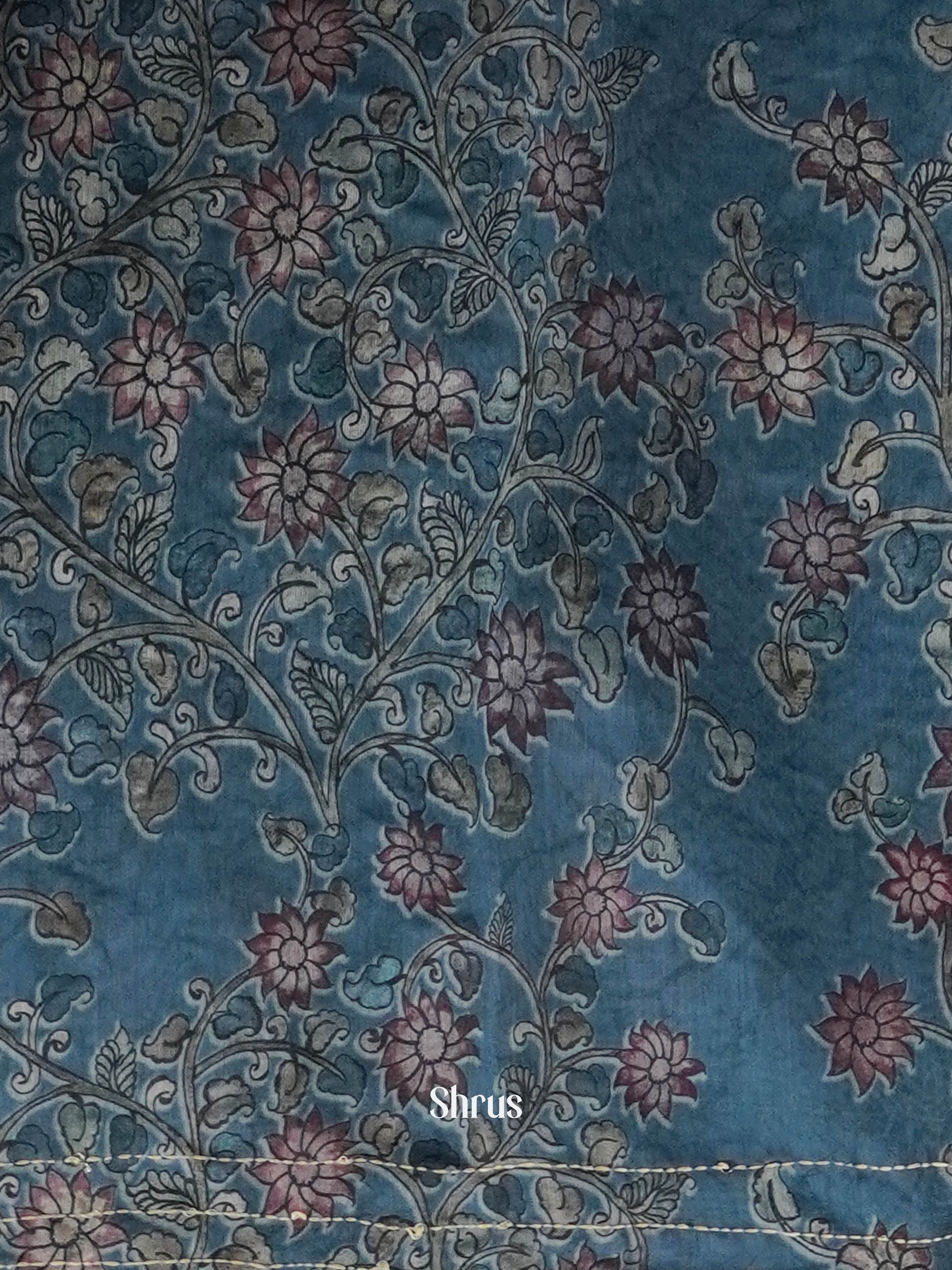 Greenish Blue - Semi Kantha Saree - Shop on ShrusEternity.com