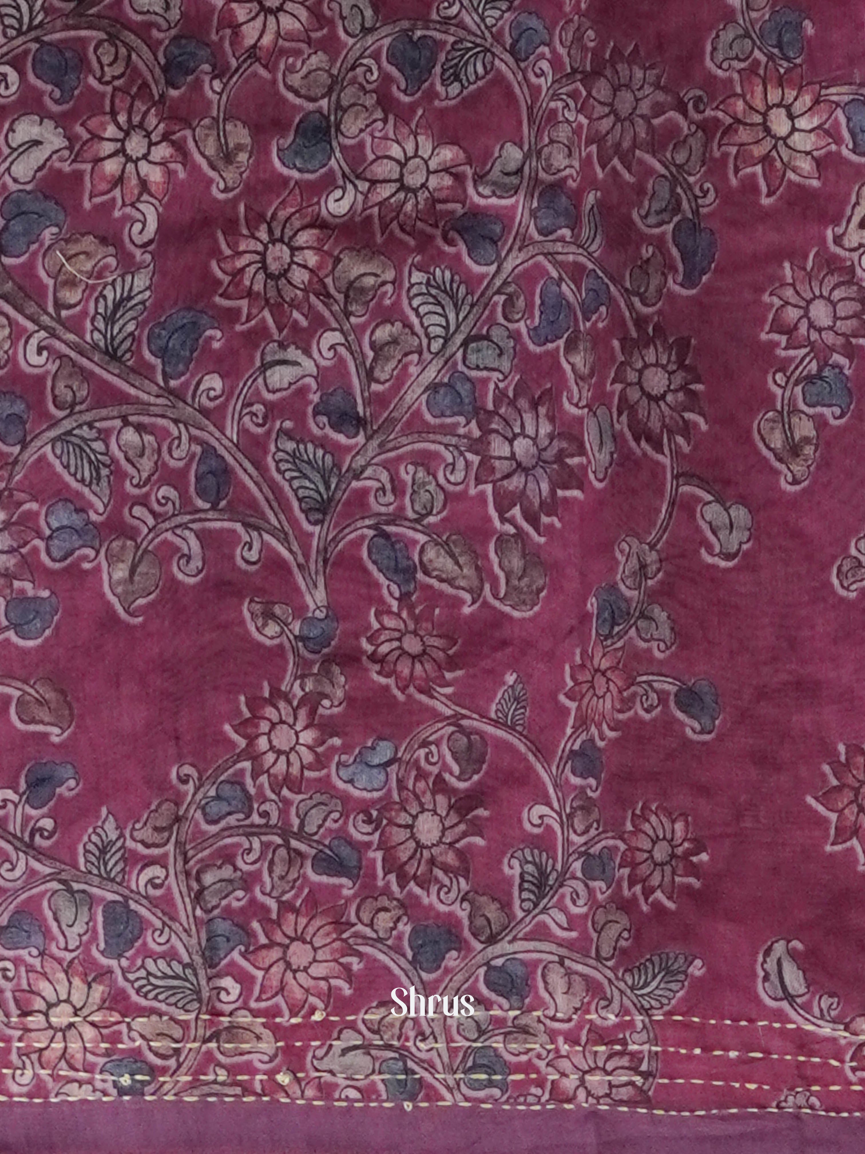Purple - Semi Kantha Saree - Shop on ShrusEternity.com