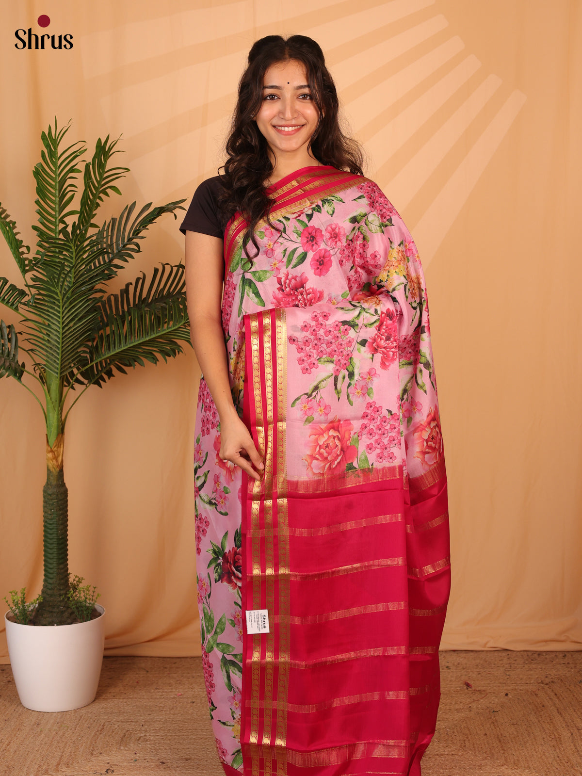 Pink - Mysore Silk Saree - Shop on ShrusEternity.com