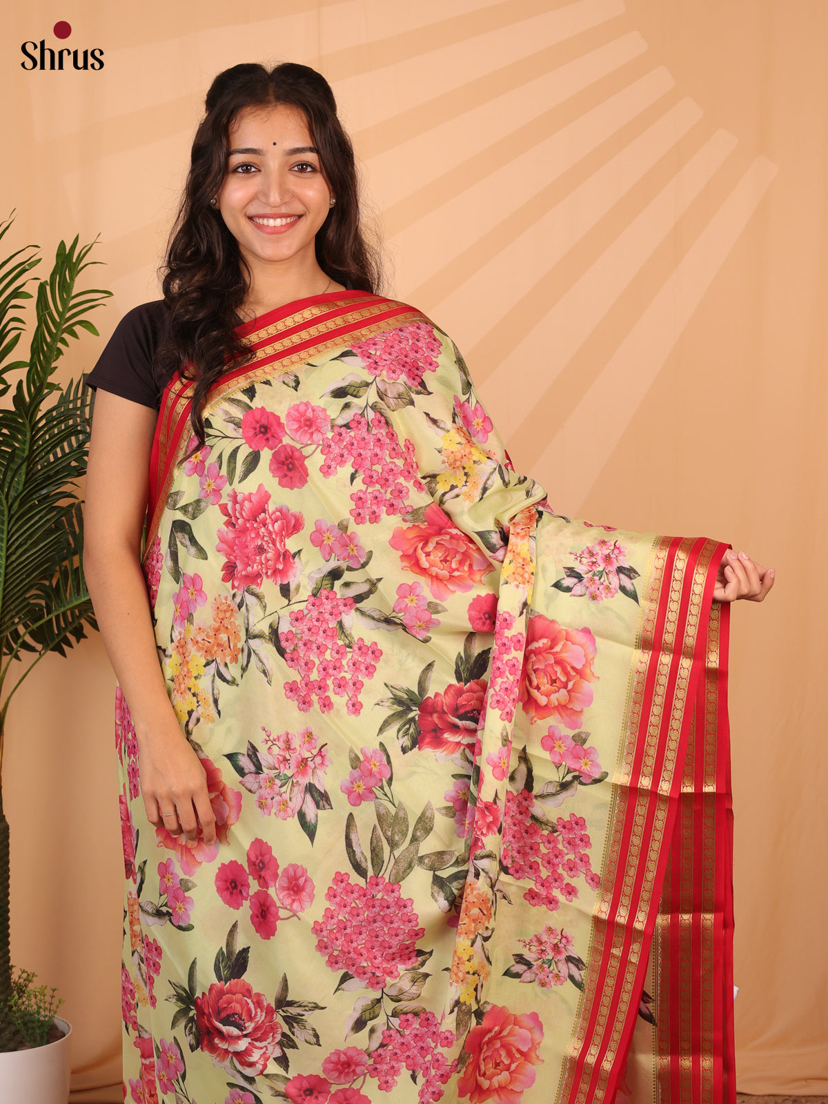 Green & Red - Mysore Silk Saree - Shop on ShrusEternity.com