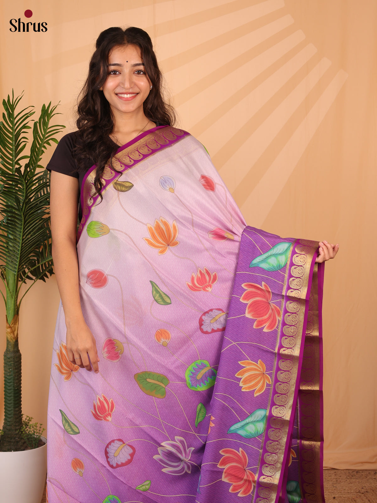 Lavender & Purple - Mysore Silk Saree - Shop on ShrusEternity.com