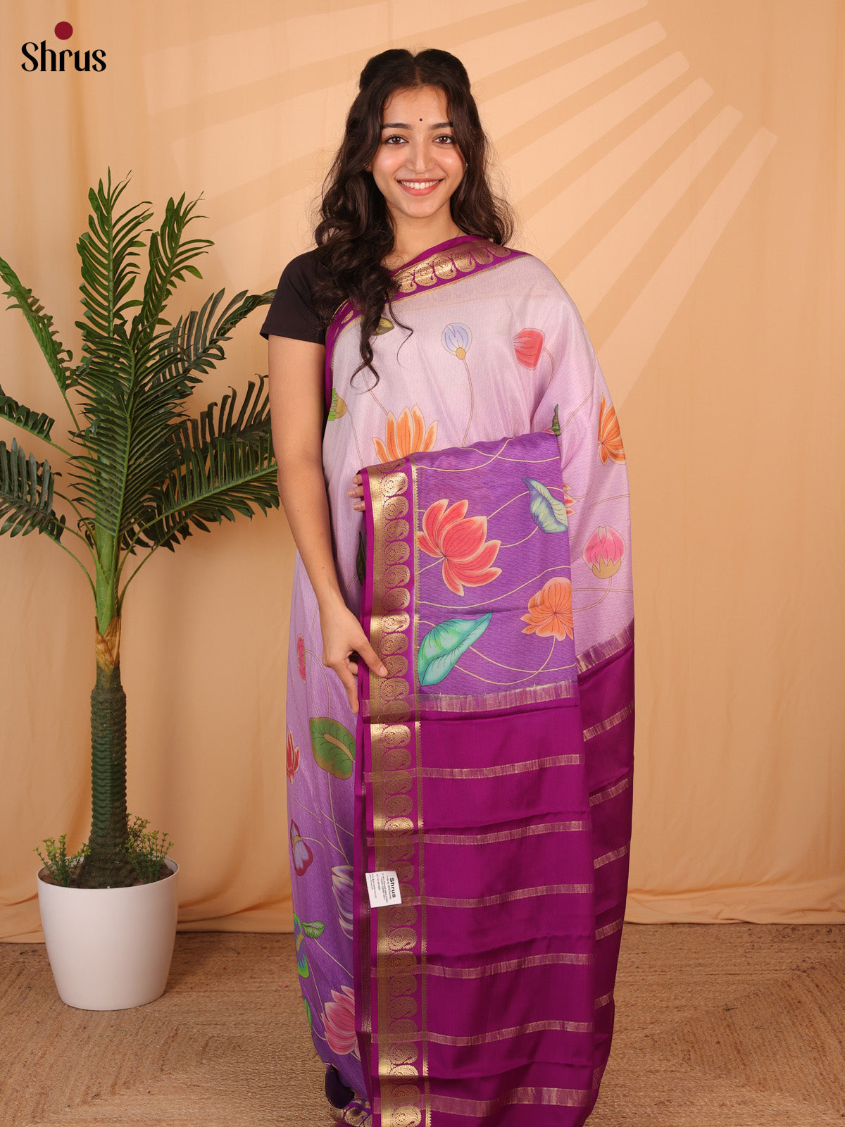 Lavender & Purple - Mysore Silk Saree - Shop on ShrusEternity.com