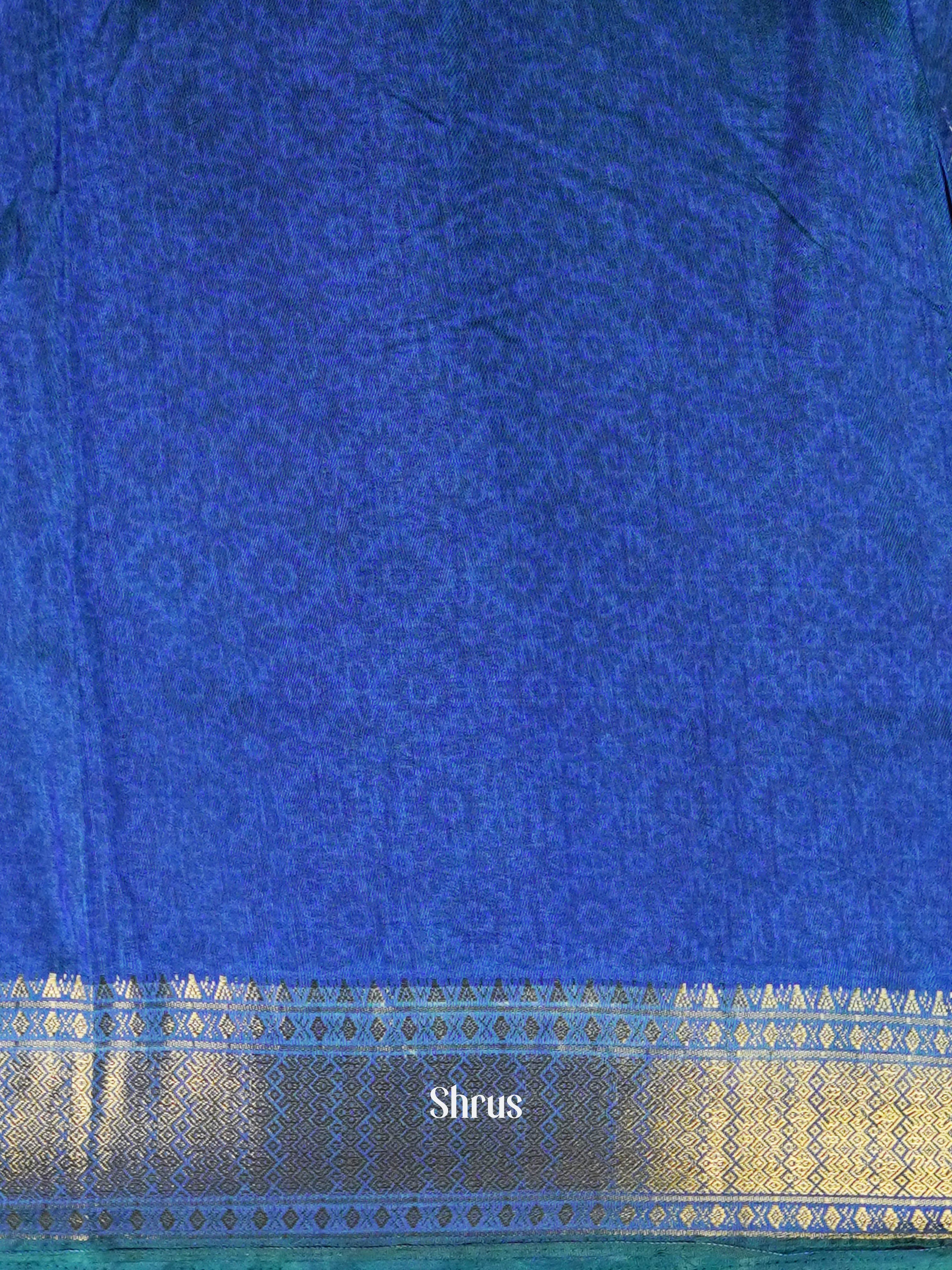Greenish Blue & Blue - Semi Patola Saree - Shop on ShrusEternity.com