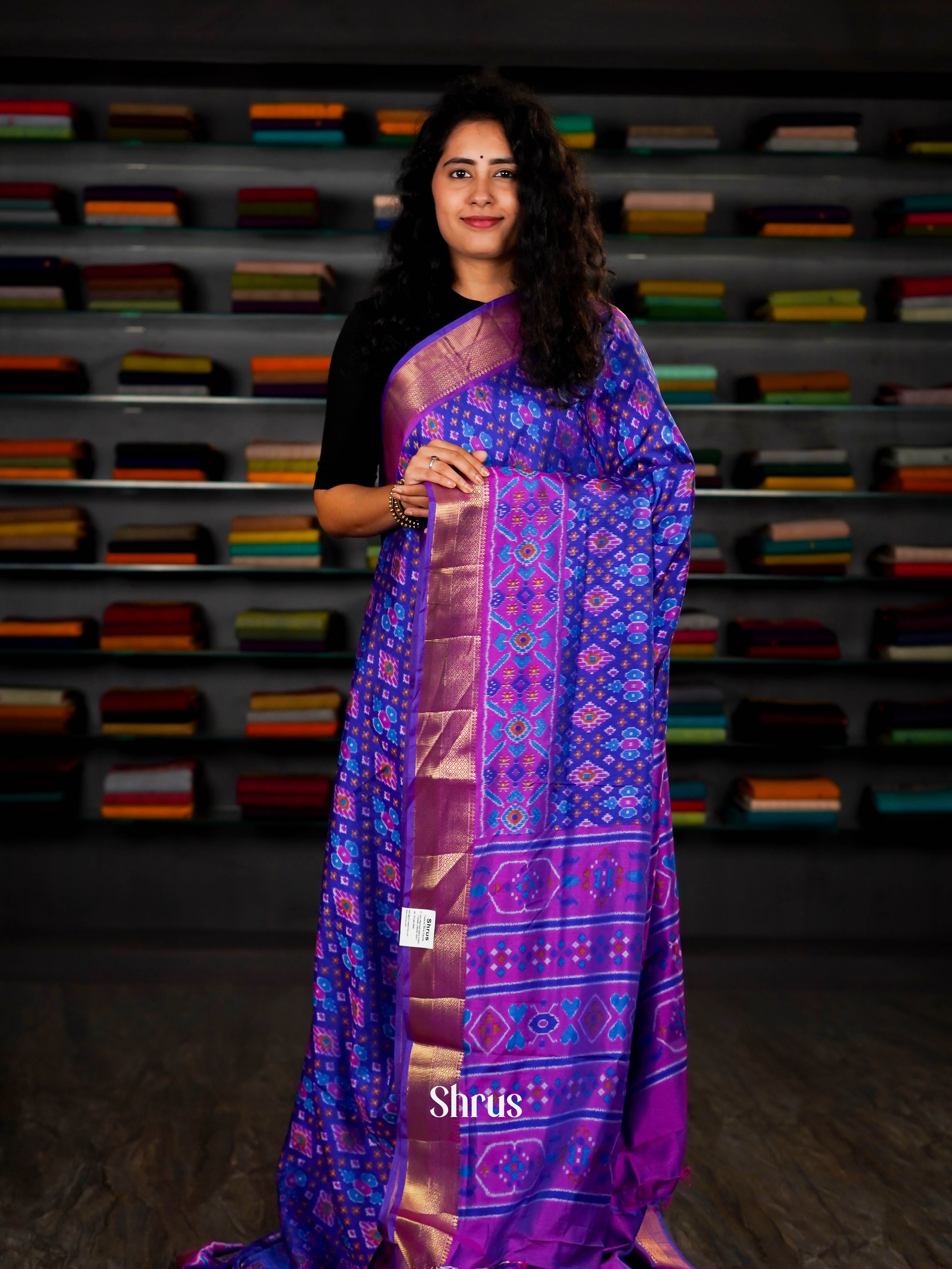 Indigo & Purple - Semi Patola Saree - Shop on ShrusEternity.com