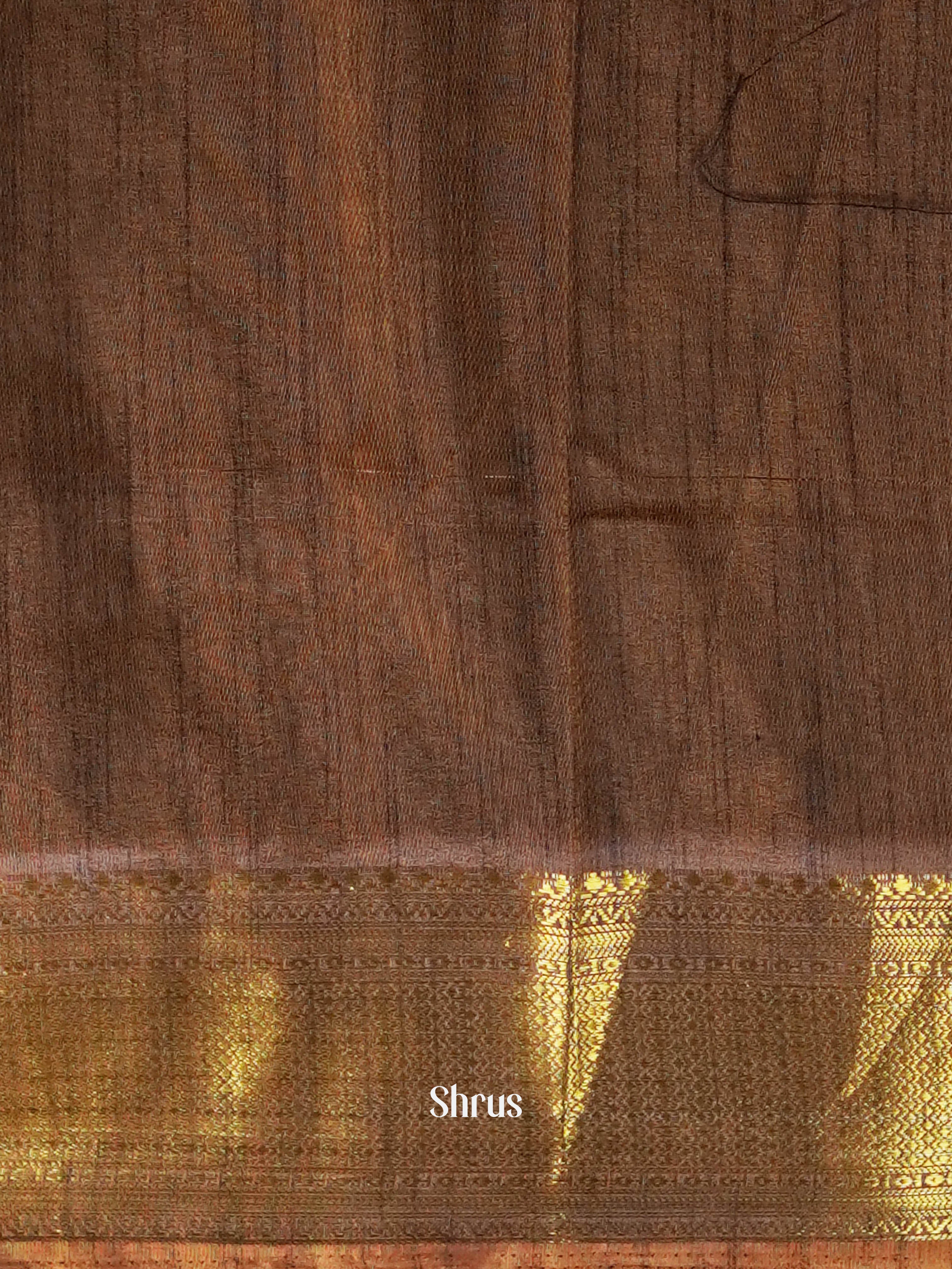 Mustard Orange & Brown - Semi Patola Saree - Shop on ShrusEternity.com