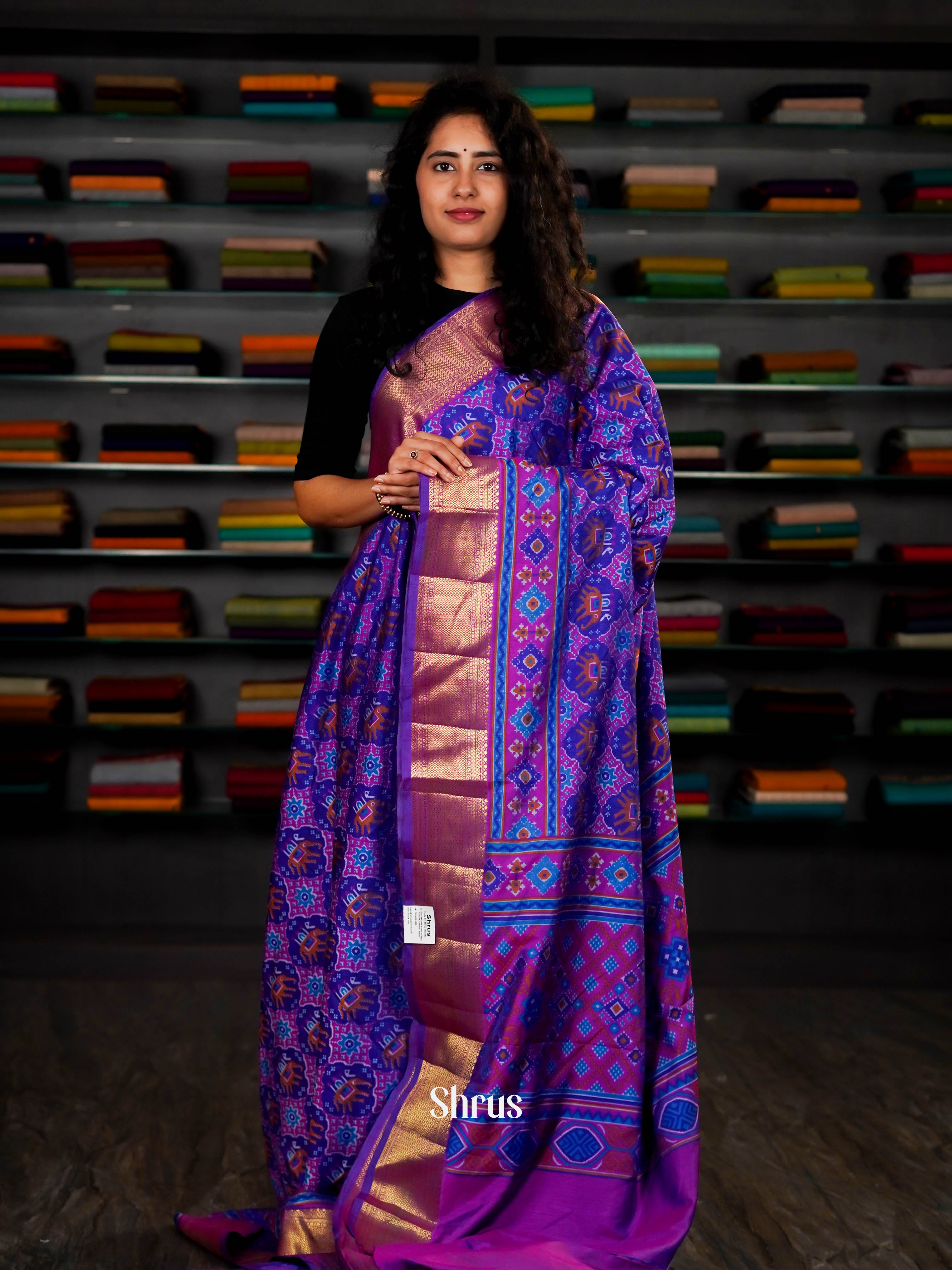Indigo & Orchid - Semi Patola Saree - Shop on ShrusEternity.com