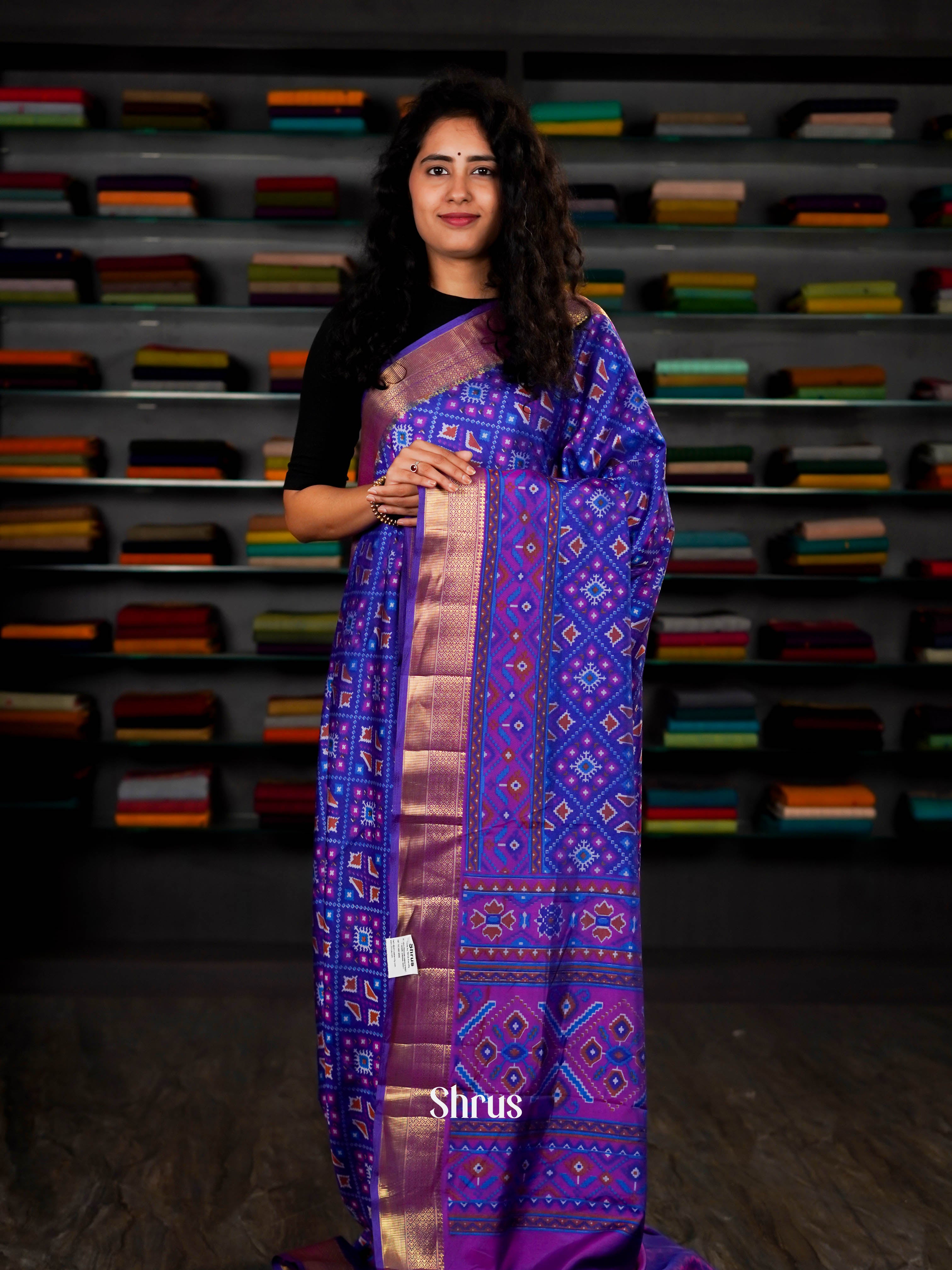 Indigo & Violet - Semi Patola Saree - Shop on ShrusEternity.com