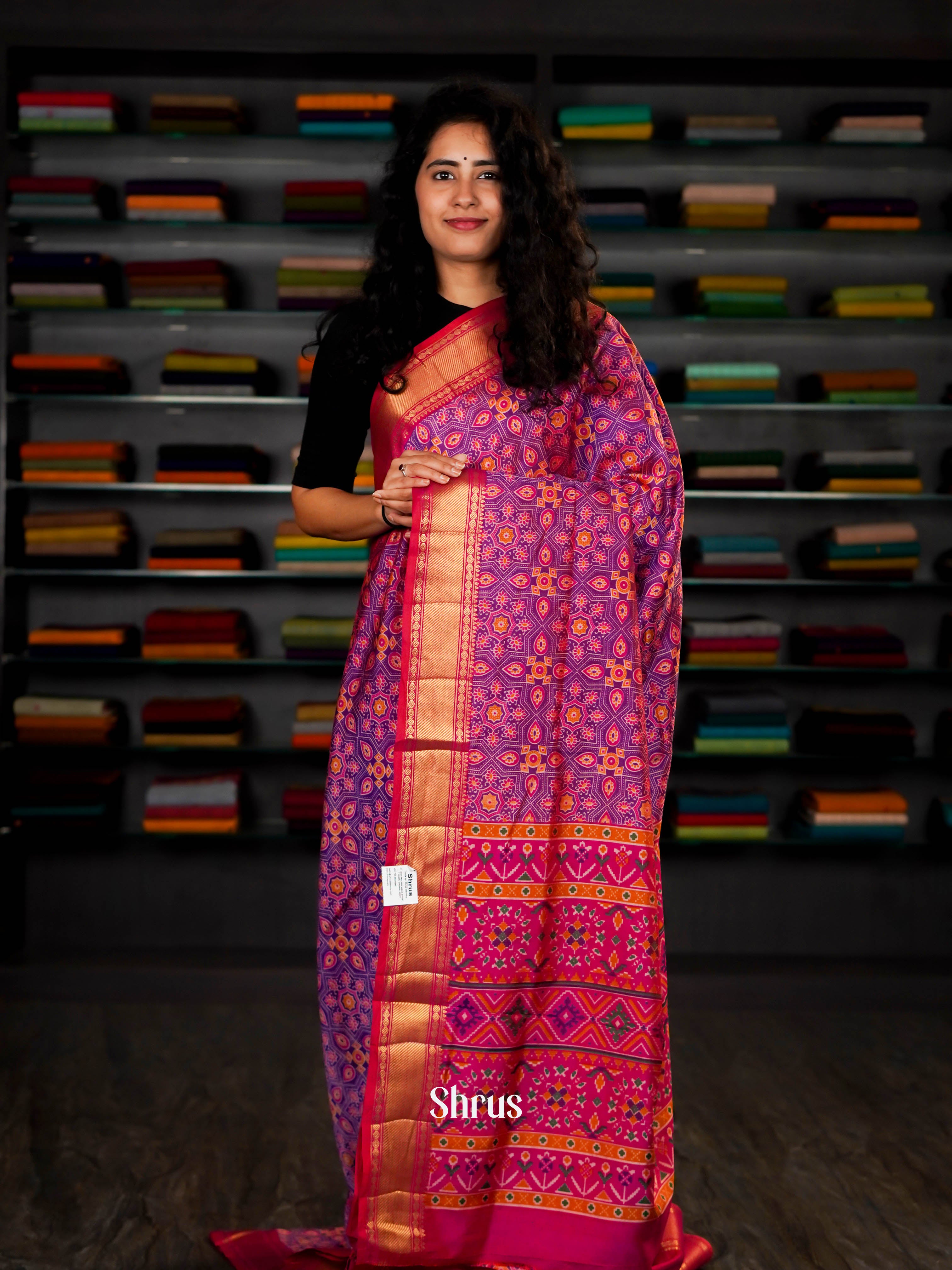 Pink & Orchid - Semi Patola Saree - Shop on ShrusEternity.com