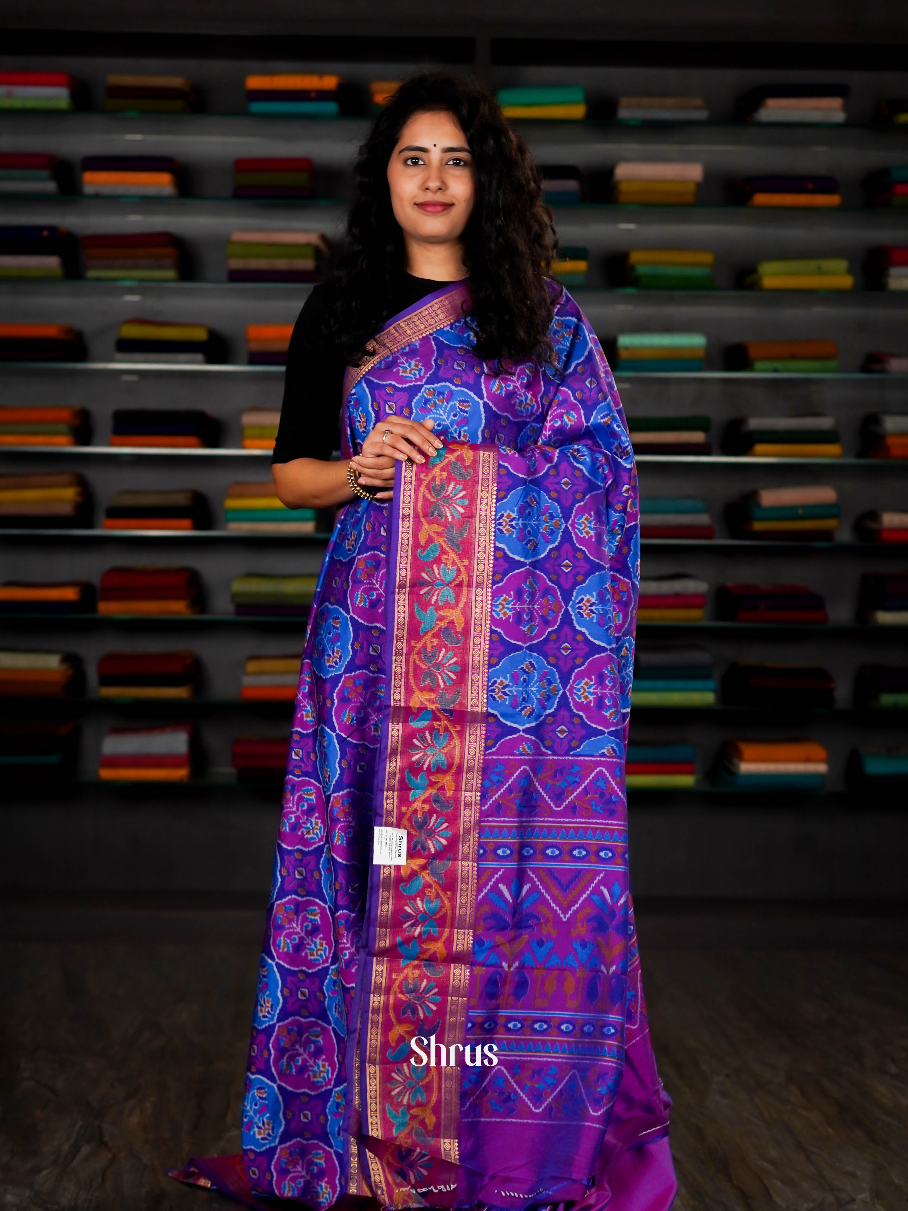 Indigo & Purple - Semi Patola Saree - Shop on ShrusEternity.com