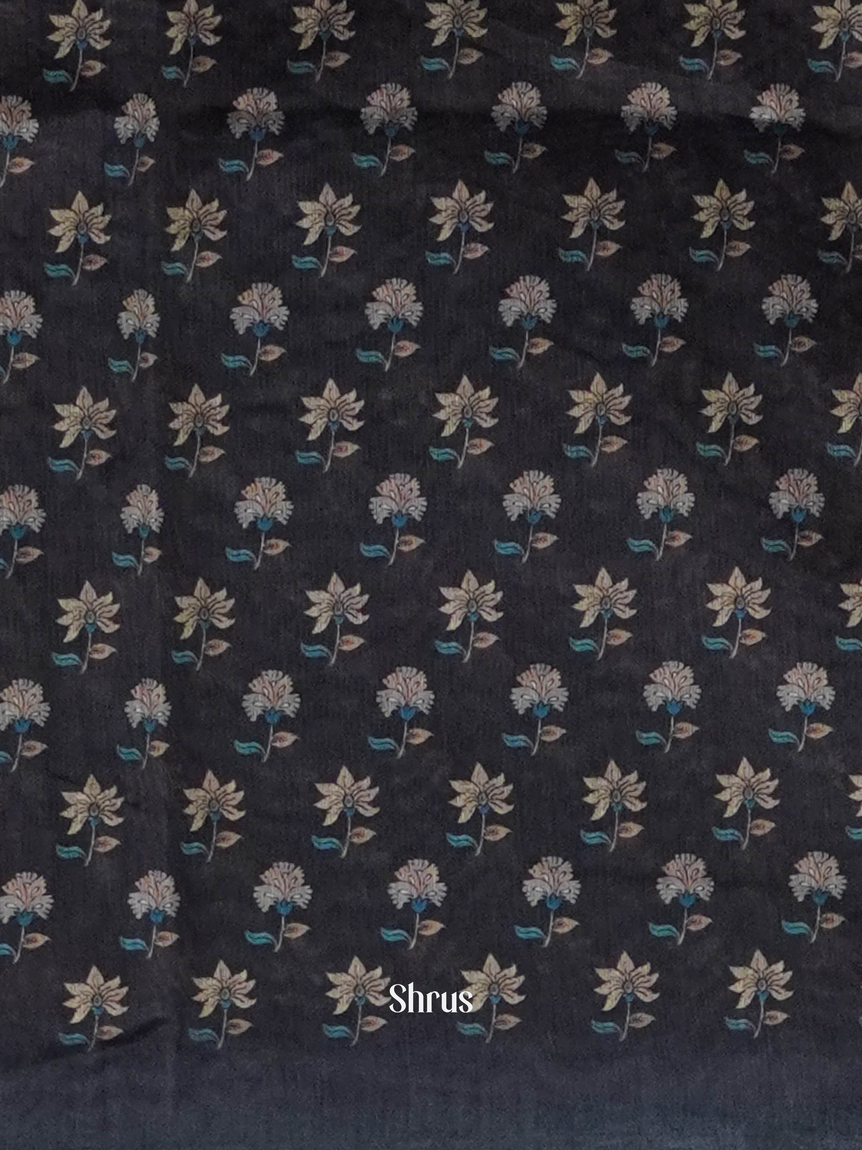 Grey & Black - Semi Kantha Saree - Shop on ShrusEternity.com