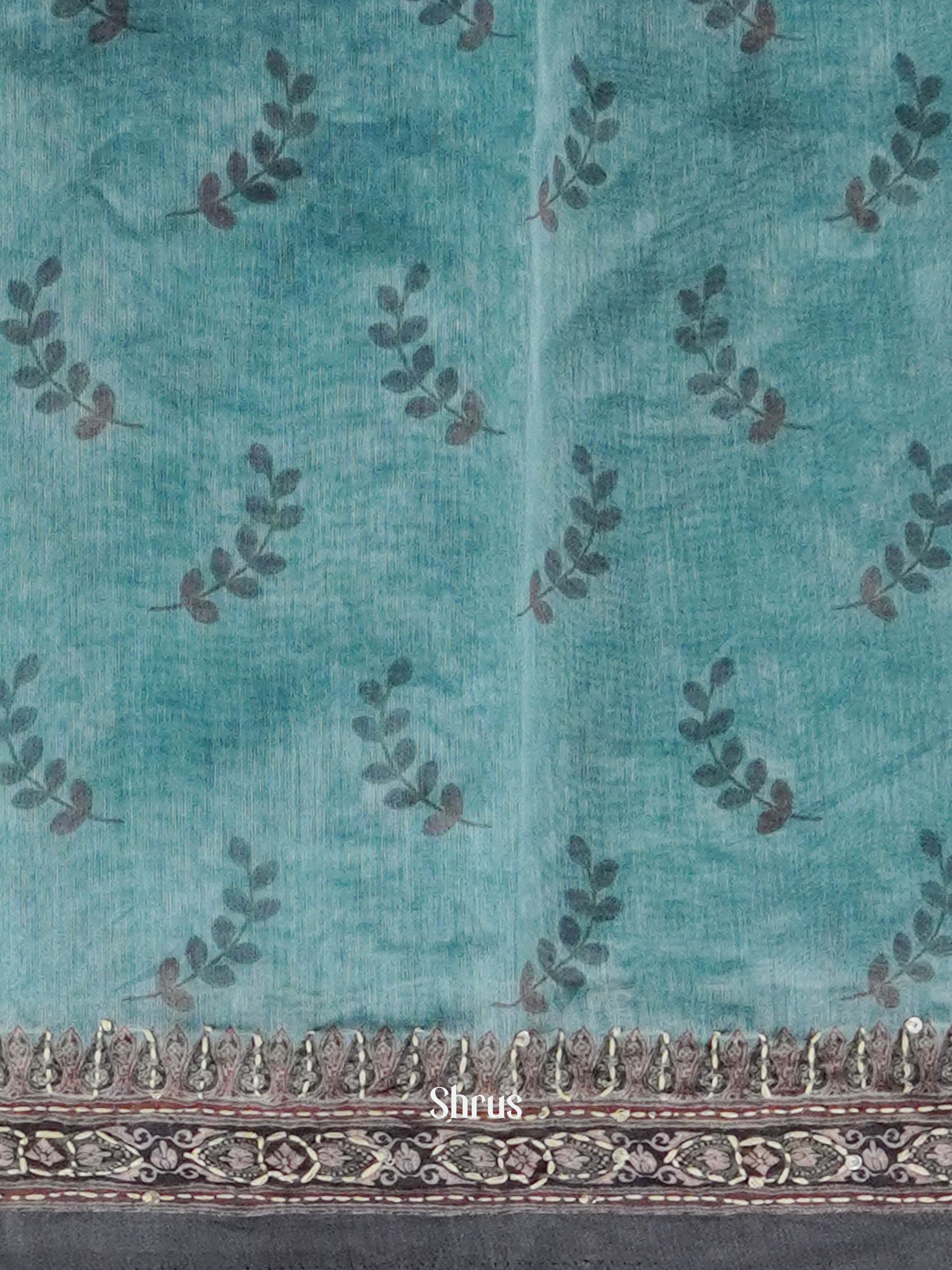 Blue & Grey- Semi Kantha Saree - Shop on ShrusEternity.com