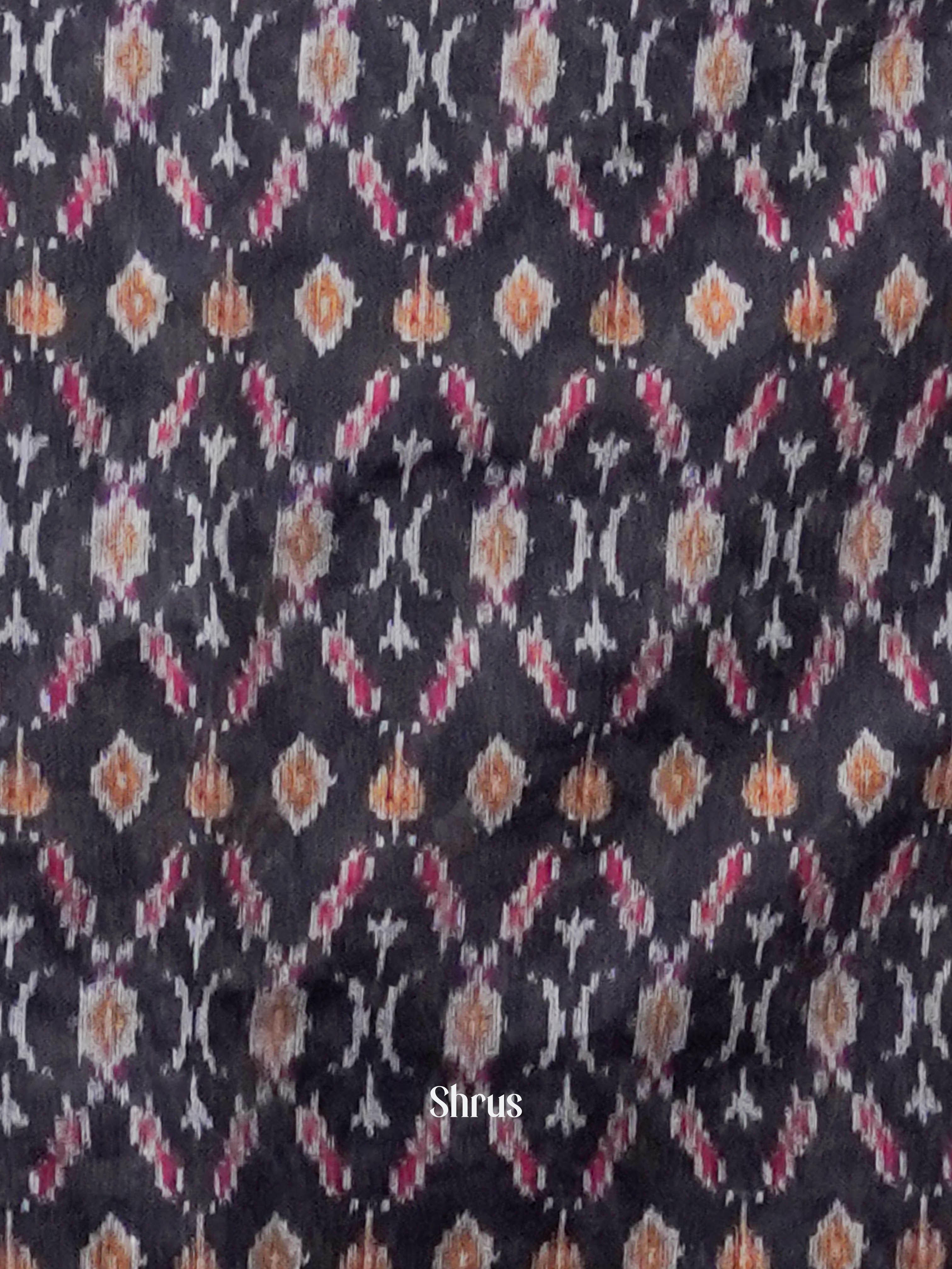 Pale Orange & Black - Semi Kantha Saree - Shop on ShrusEternity.com