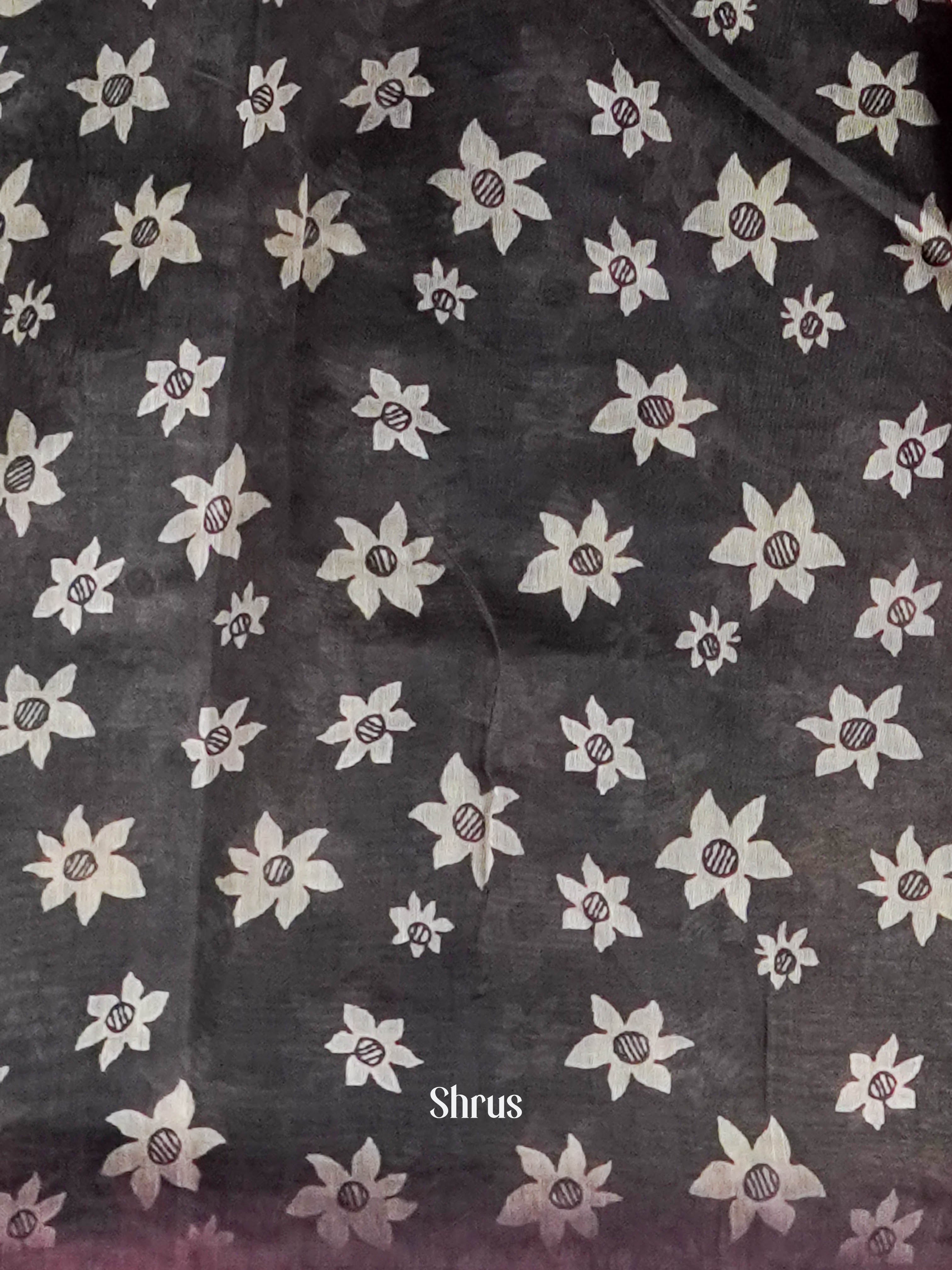 Peach & Black - Semi Kantha Saree - Shop on ShrusEternity.com