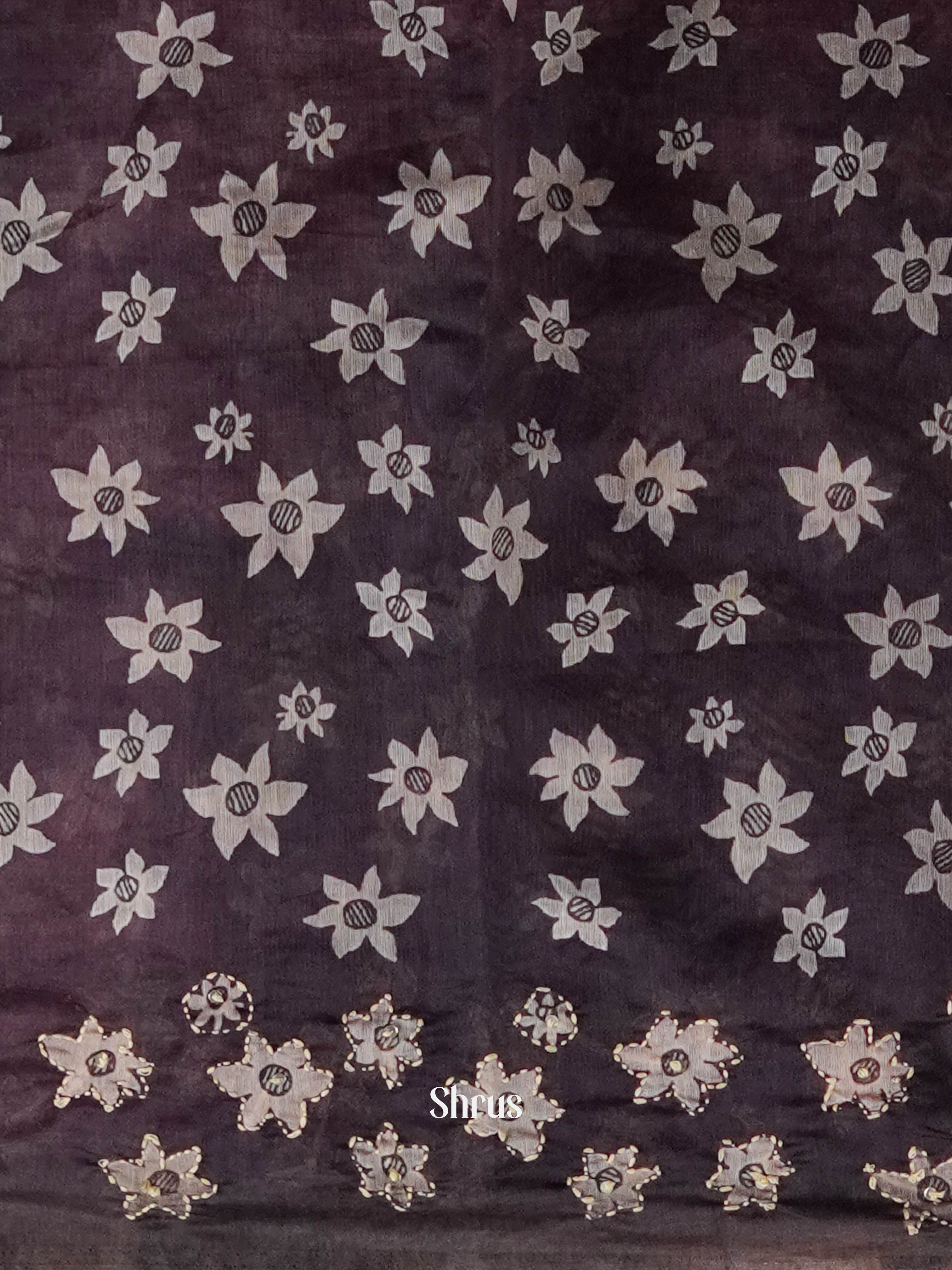 Brown & Black - Semi Kantha Saree - Shop on ShrusEternity.com