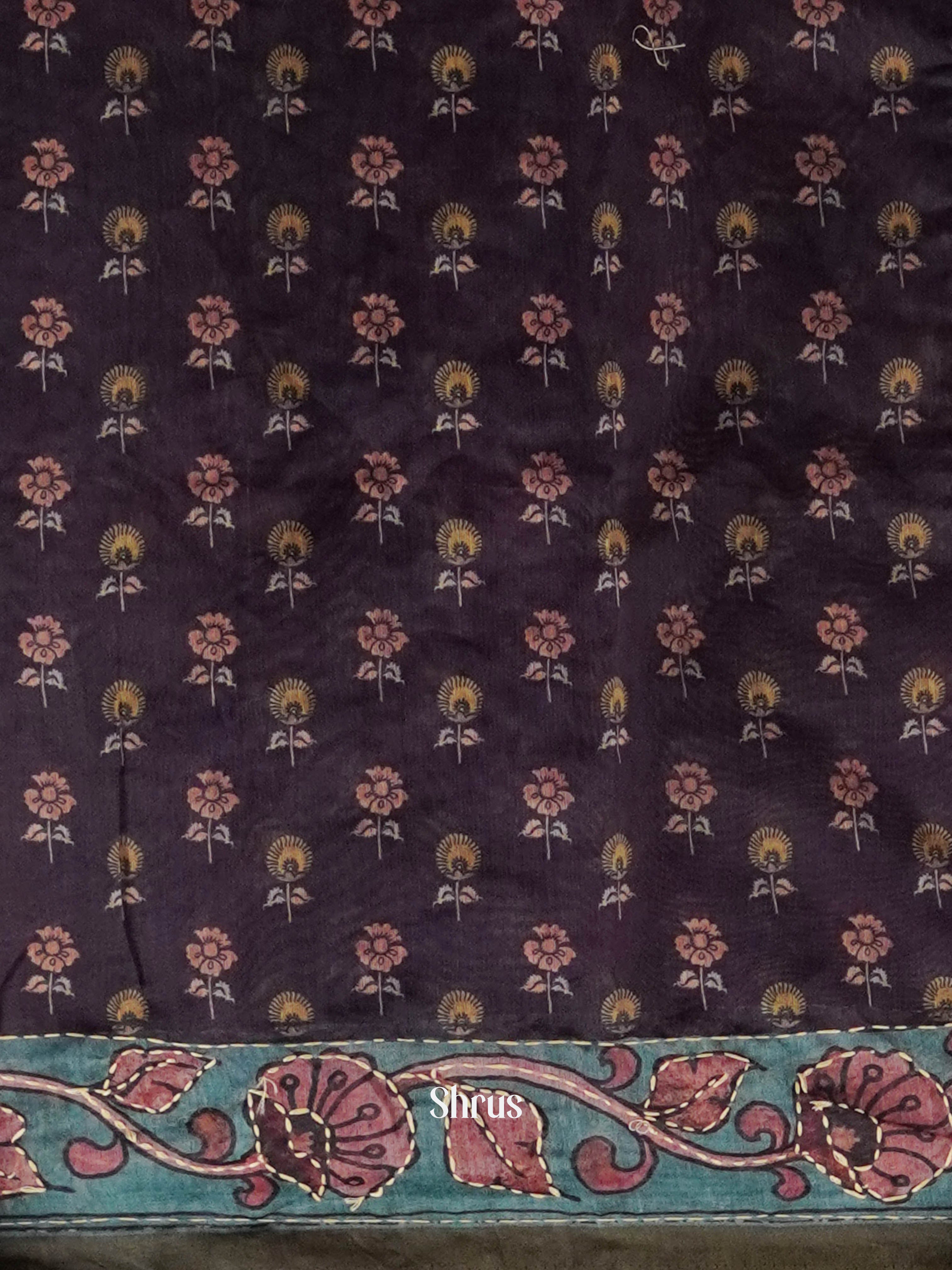 Cream & Brown - Semi Kantha Saree - Shop on ShrusEternity.com