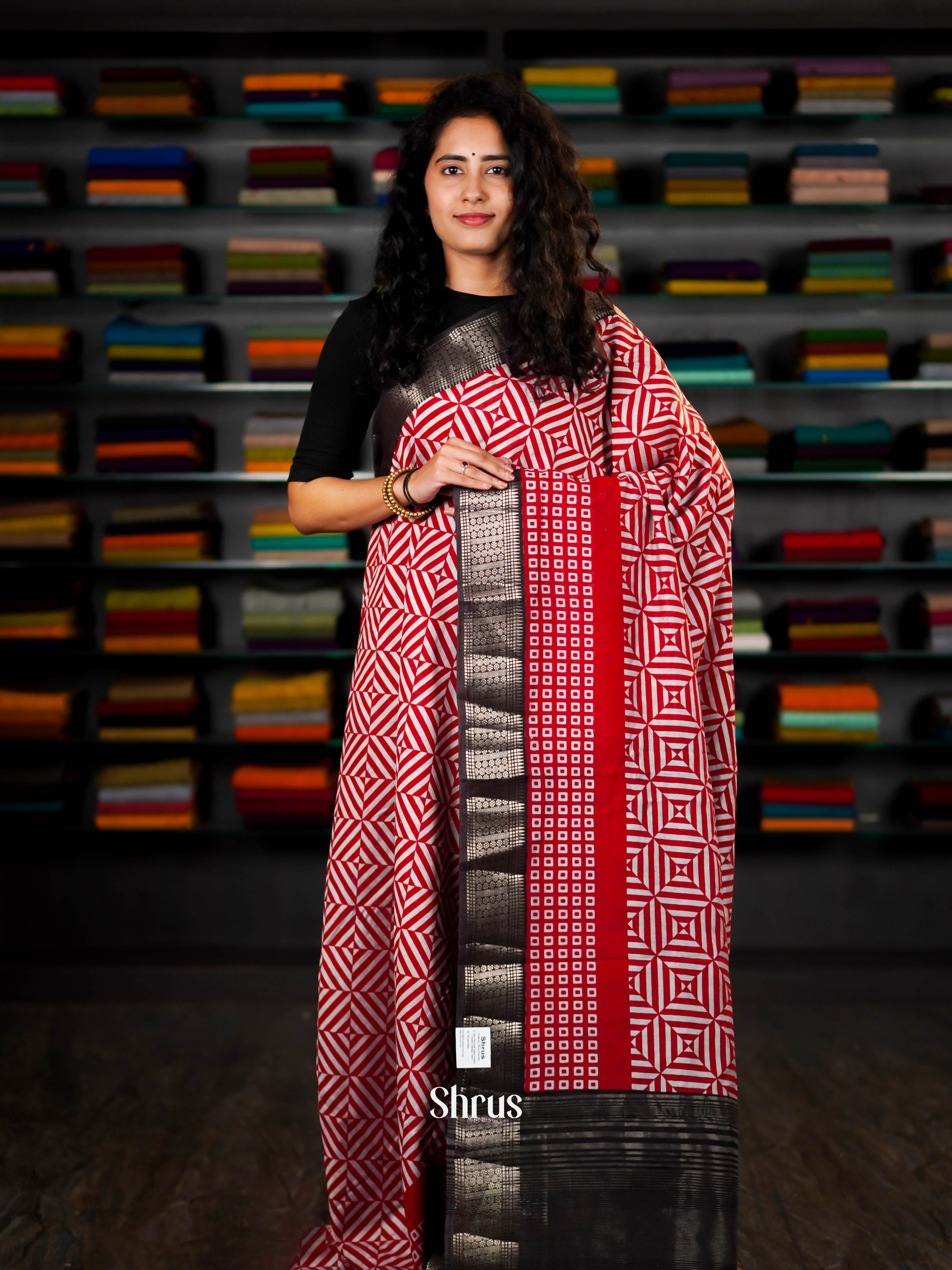 Red & Black - Art Modal Saree - Shop on ShrusEternity.com