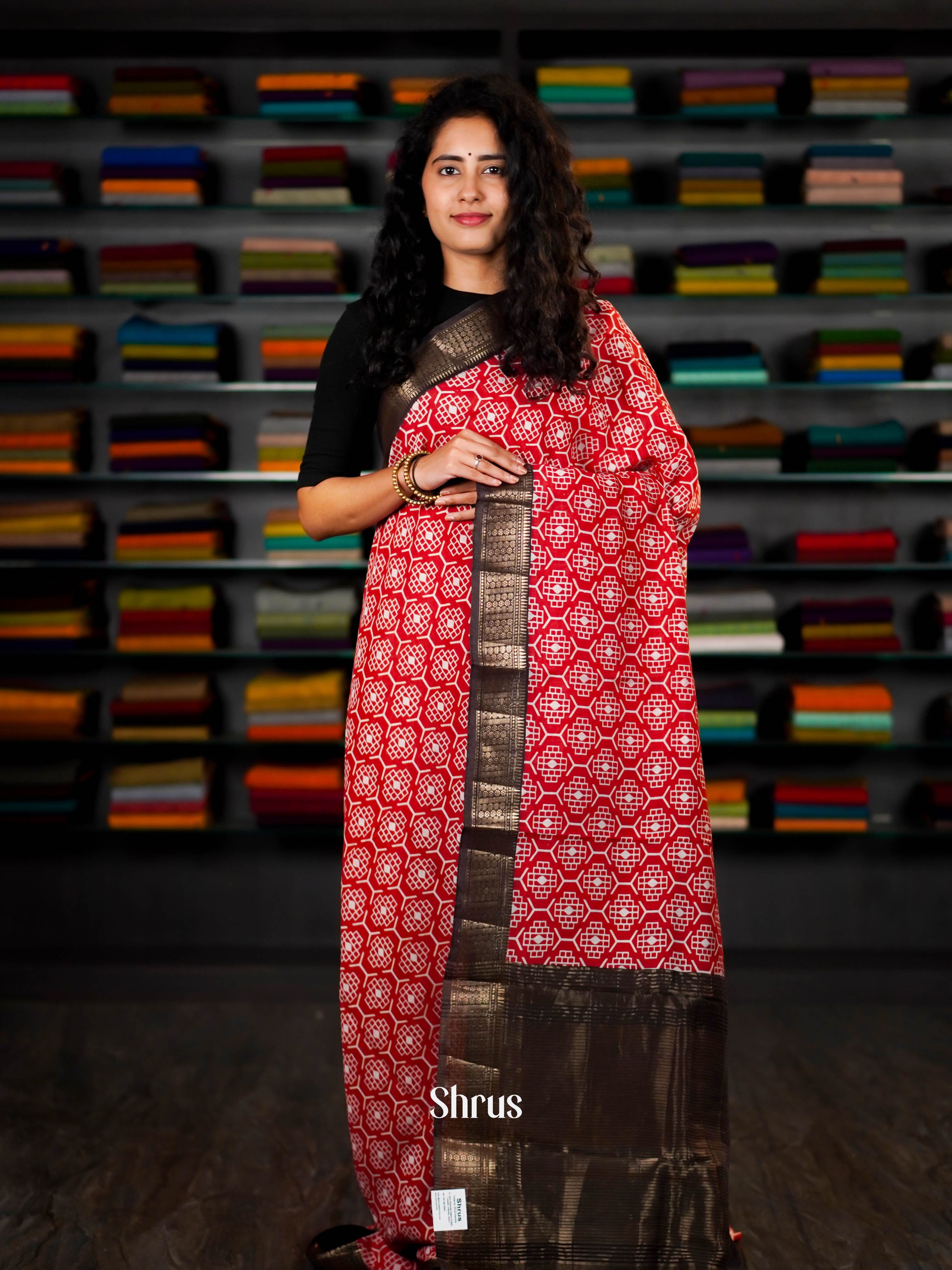 Red & Black - Art Modal Saree - Shop on ShrusEternity.com