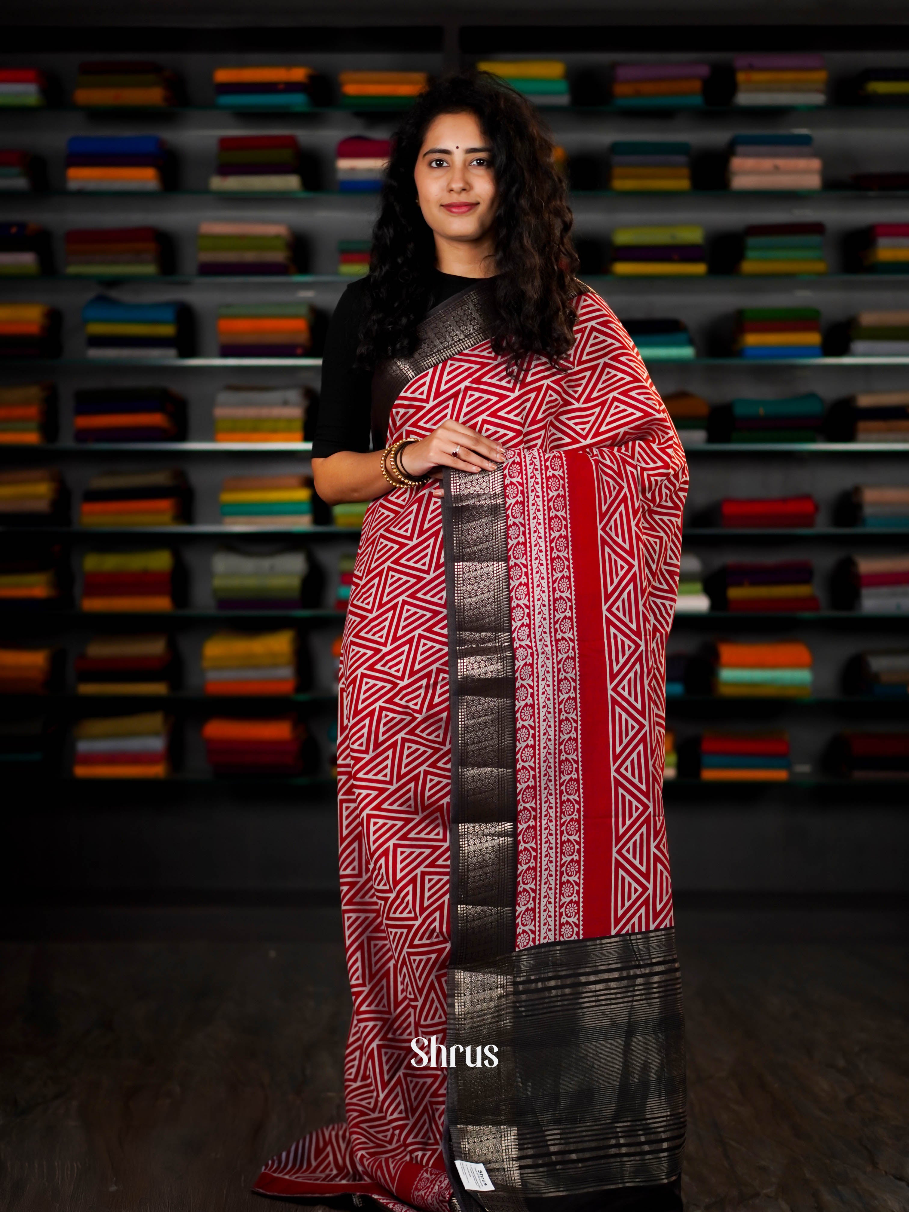 Red & Black - Art Modal Saree - Shop on ShrusEternity.com