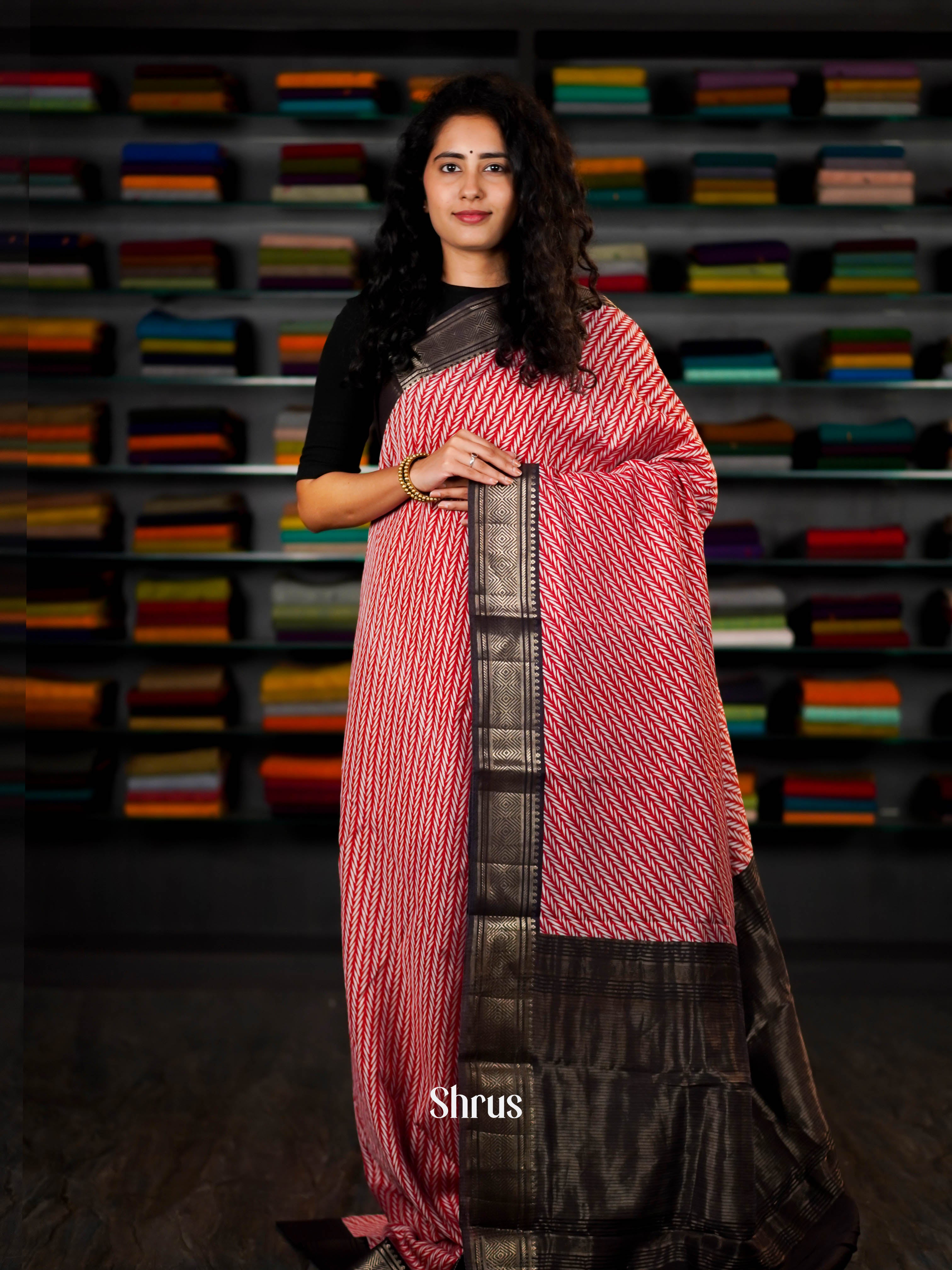 Red & Black - Art Modal Saree - Shop on ShrusEternity.com
