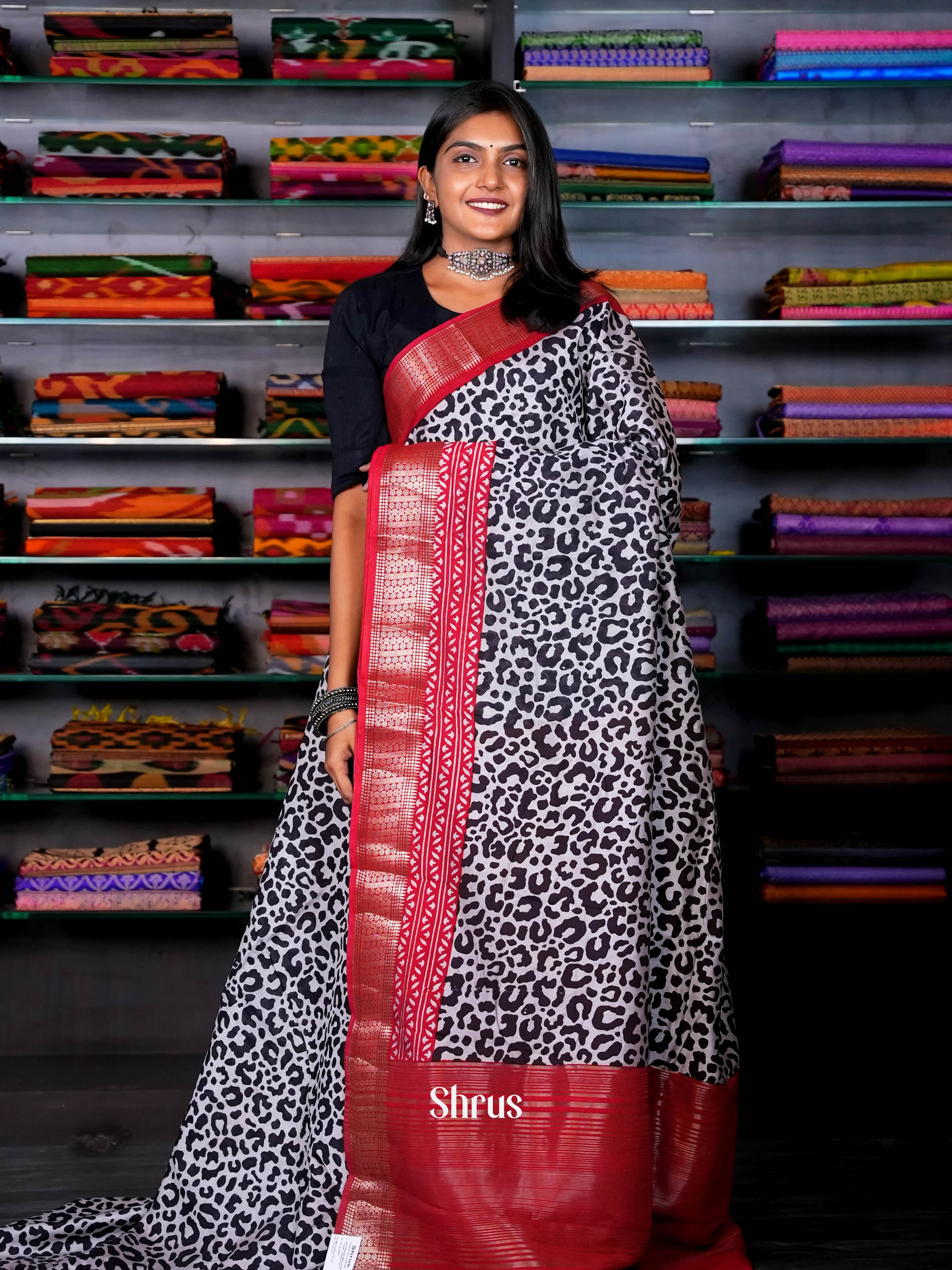 Black & Red - Art Modal Saree - Shop on ShrusEternity.com
