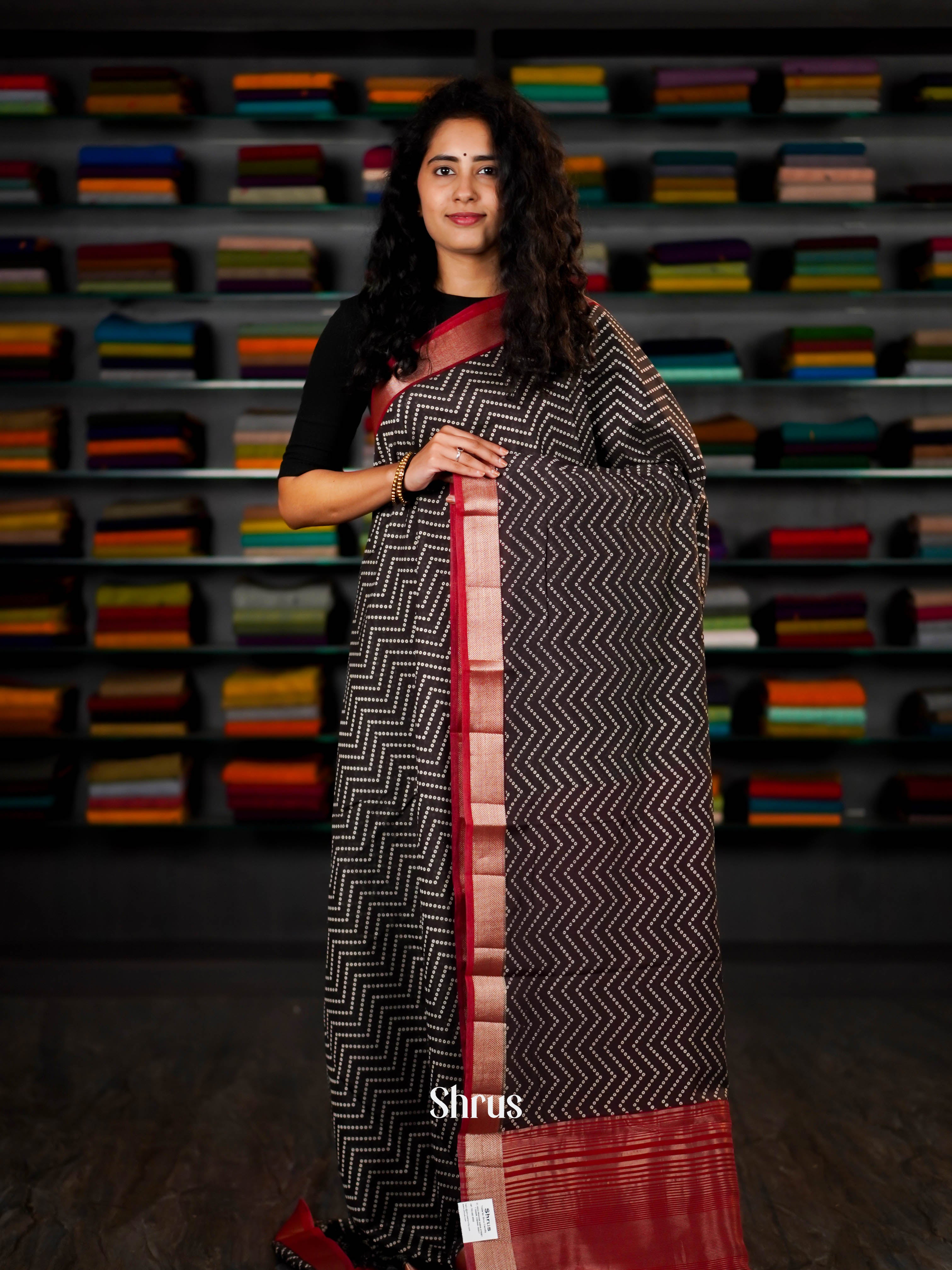 Black & Red - Art Modal Saree - Shop on ShrusEternity.com
