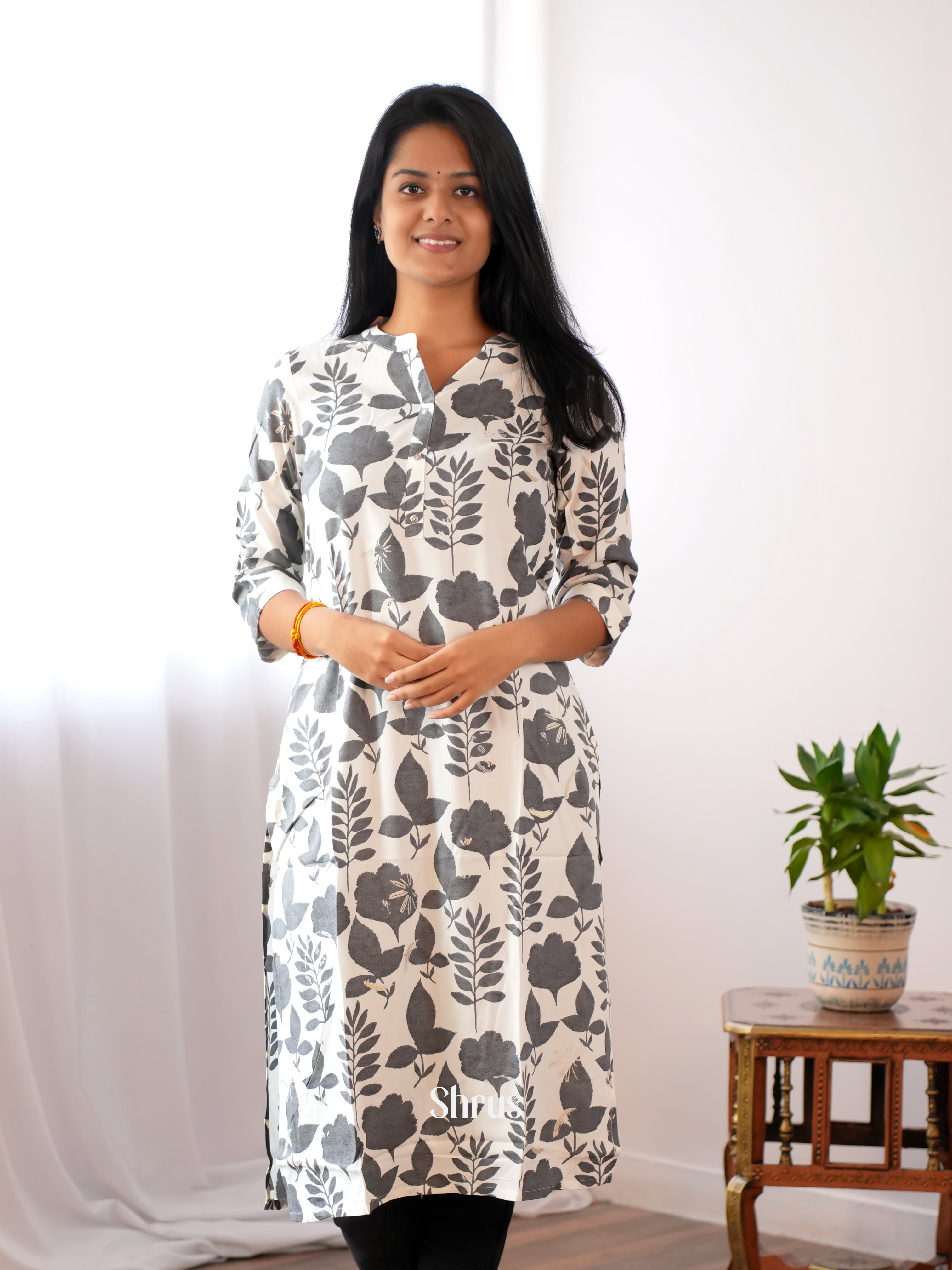 White & Grey - Readymade Kurti - Shop on ShrusEternity.com