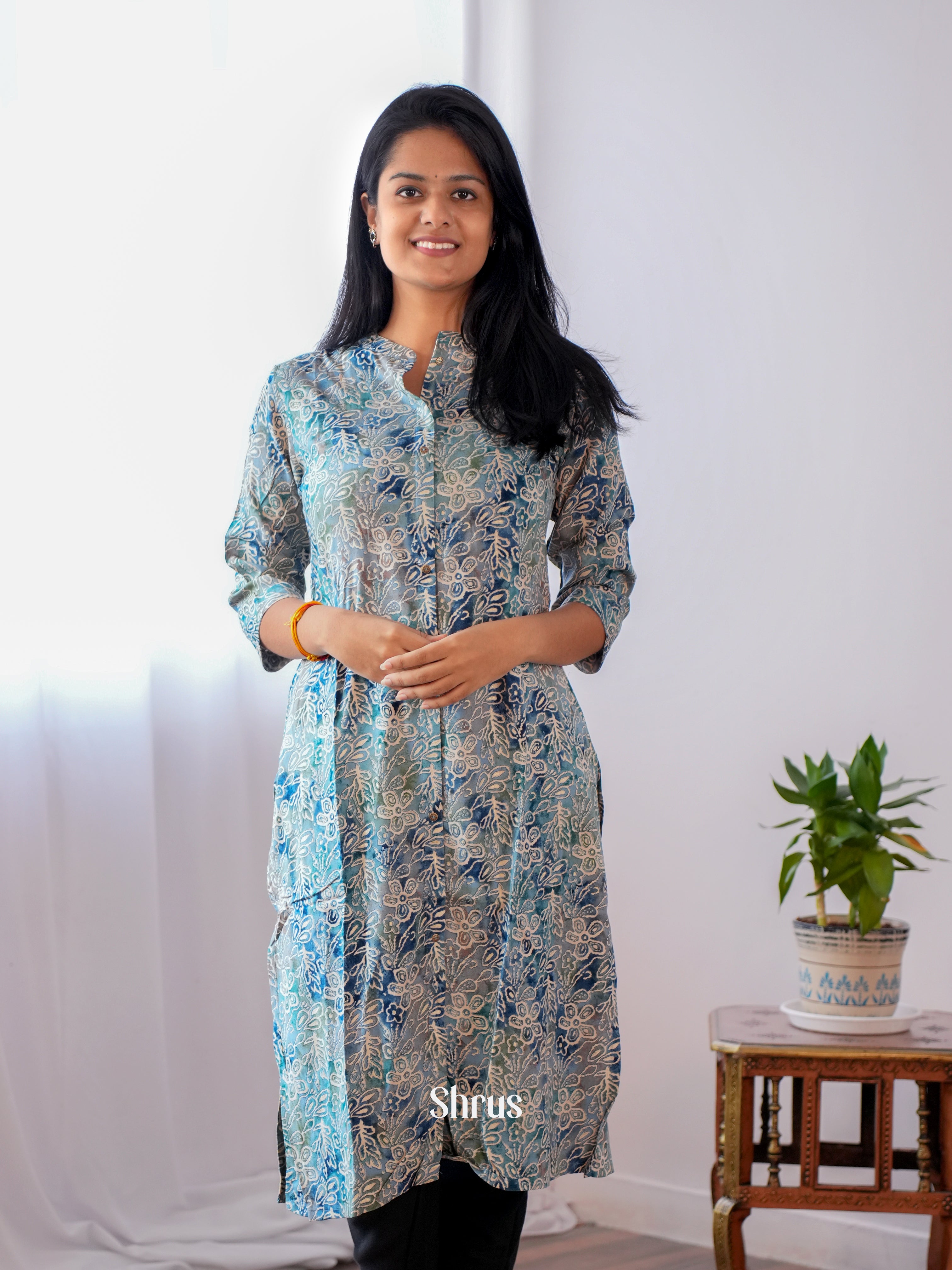 Blue- Readymade kurti - Shop on ShrusEternity.com