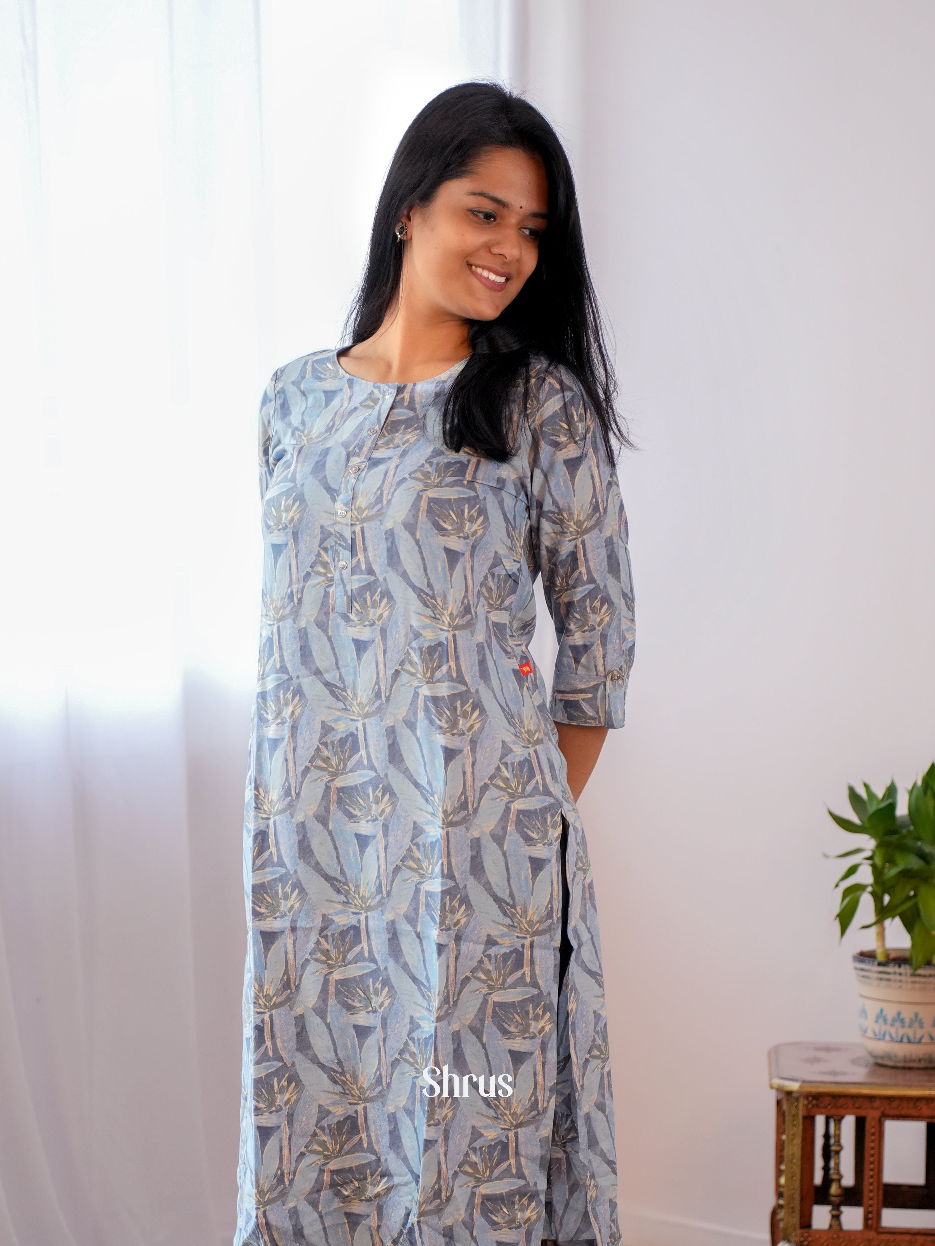Grey - Readymade Kurti - Shop on ShrusEternity.com