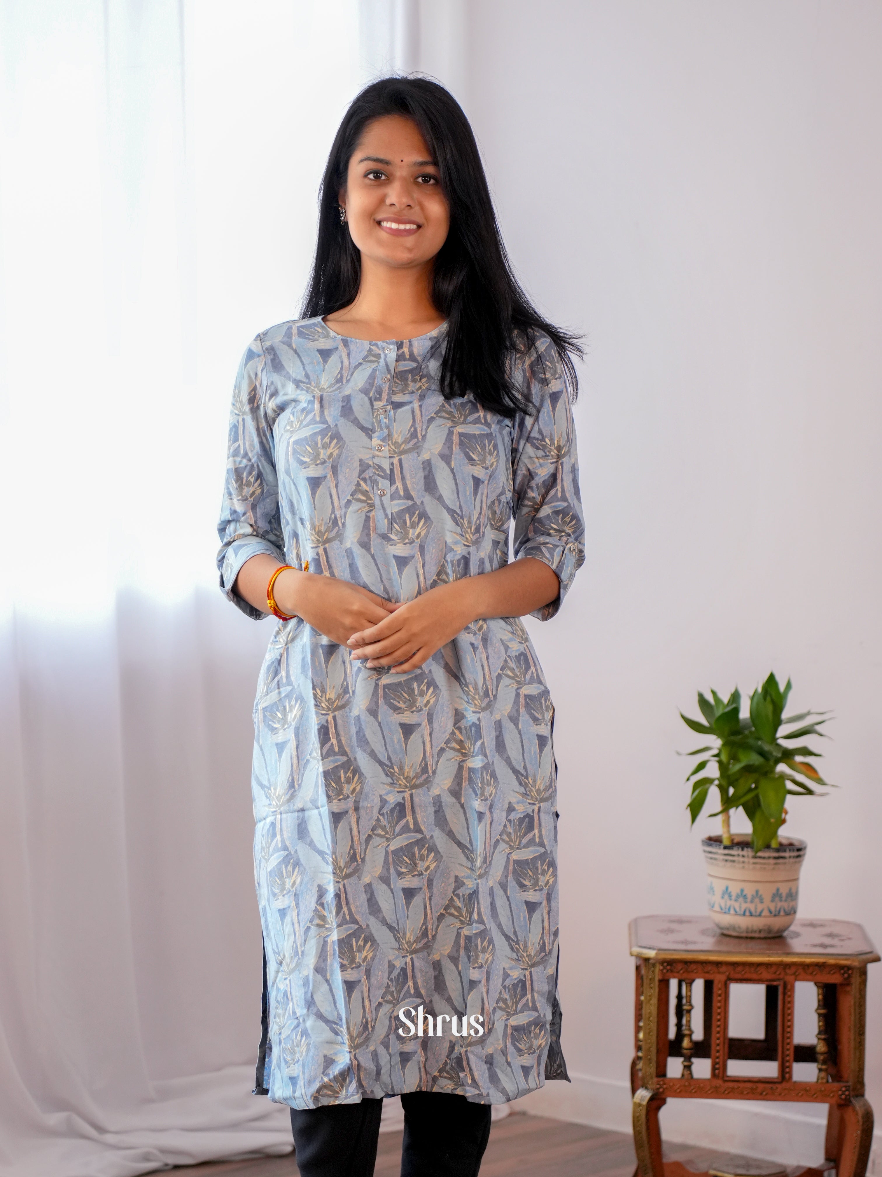 Grey - Readymade Kurti - Shop on ShrusEternity.com