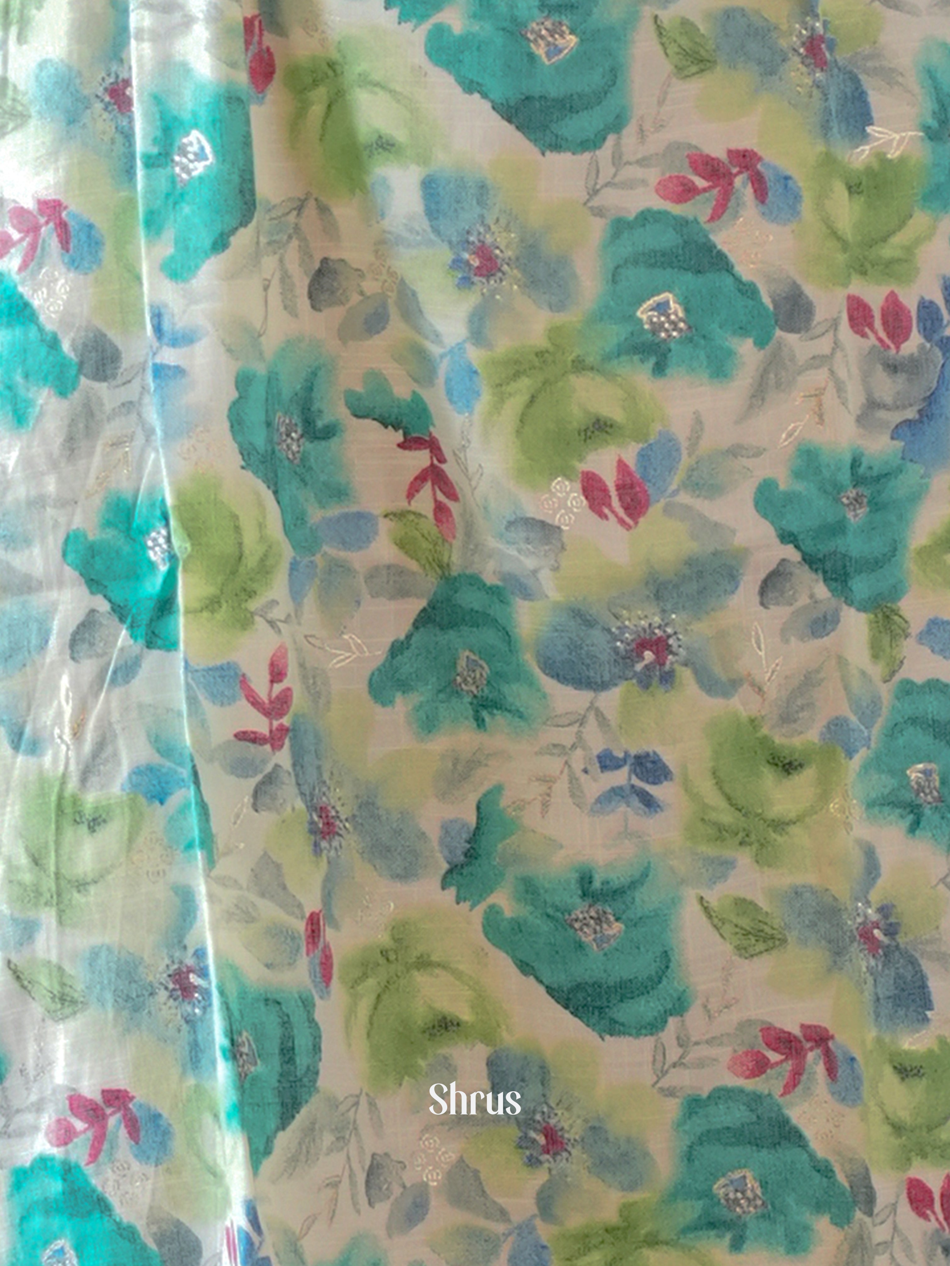 Cream & Blue - Readymade Kurti - Shop on ShrusEternity.com