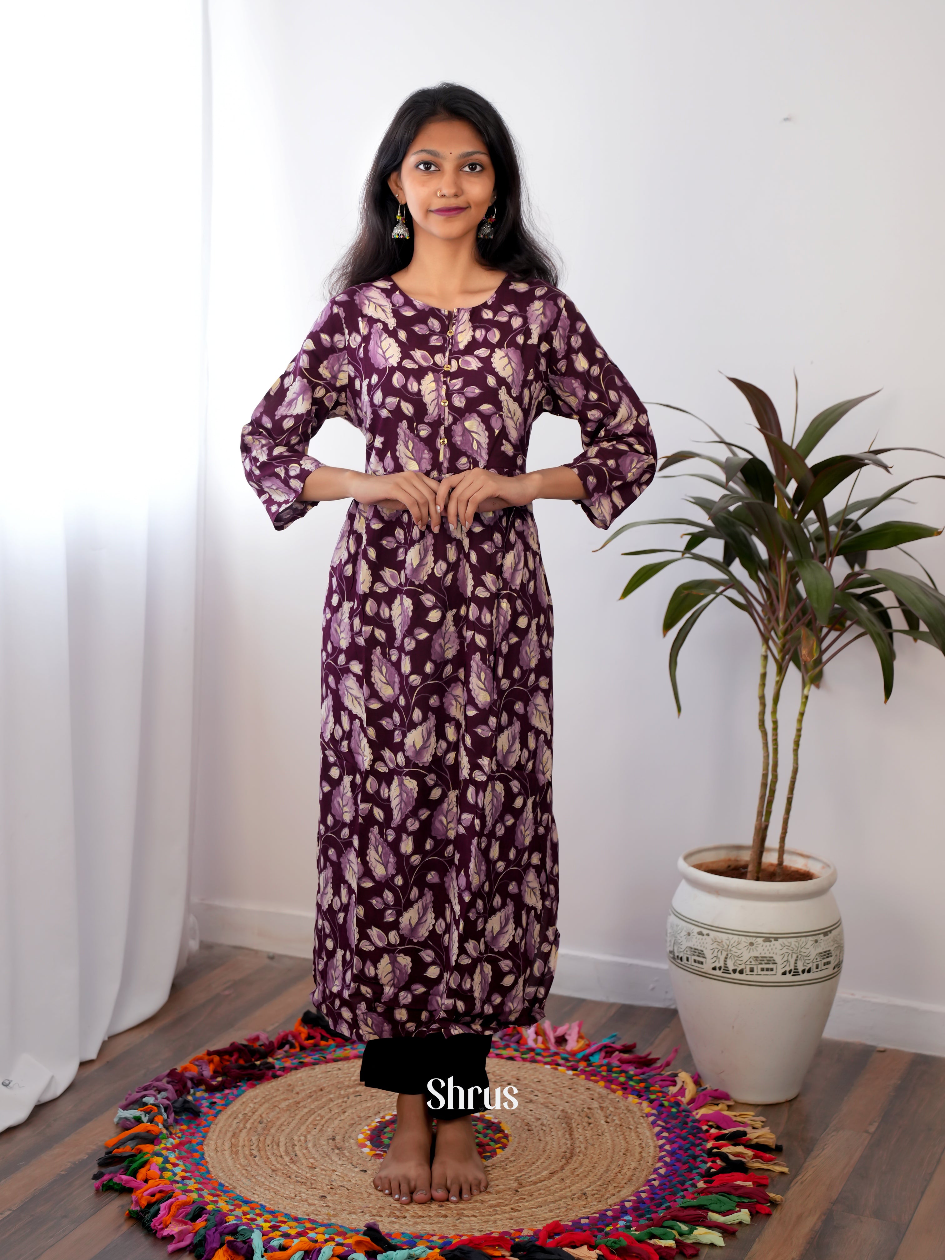 Purple - Readymade kurti - Shop on ShrusEternity.com