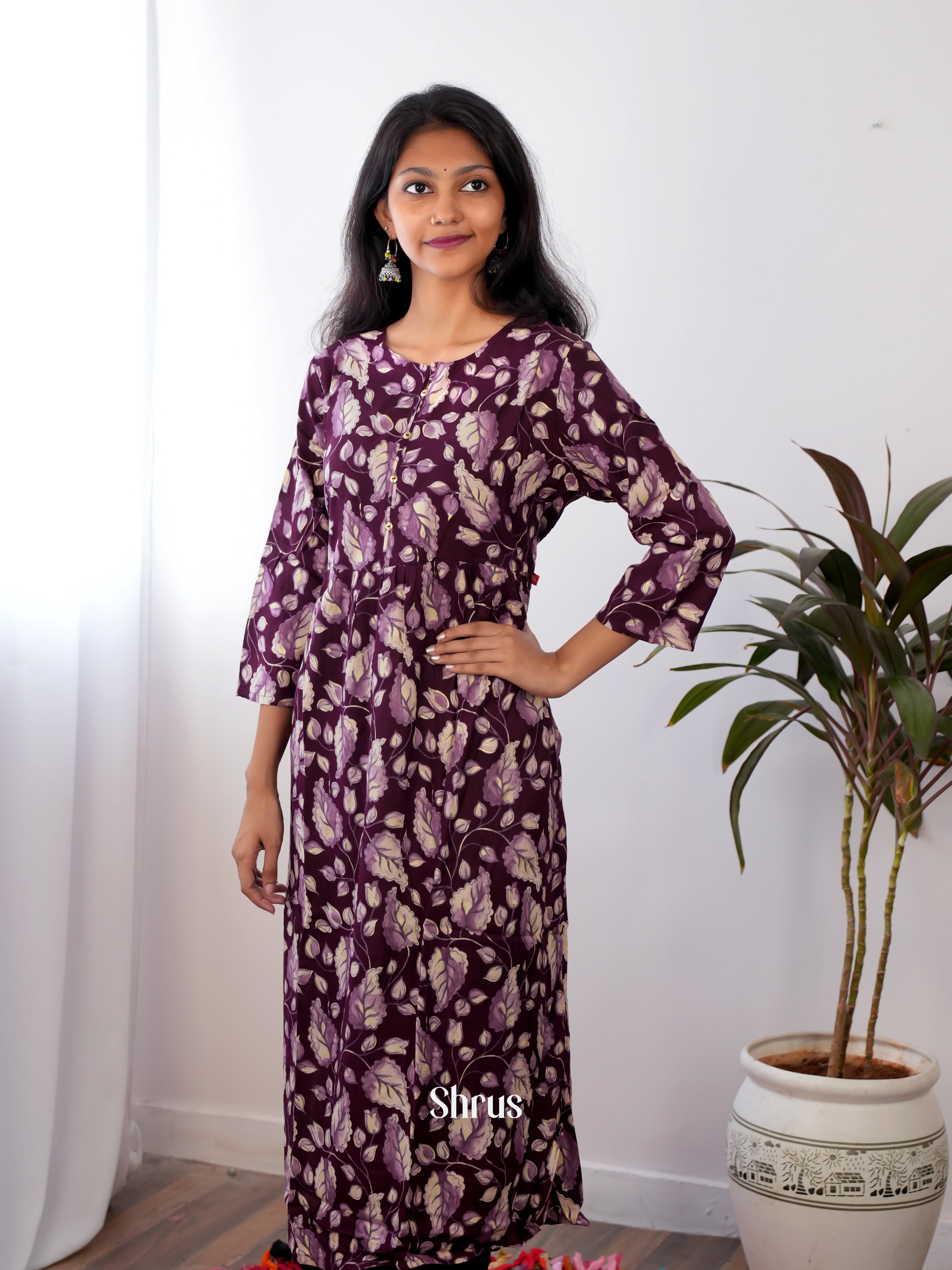 Purple - Readymade kurti - Shop on ShrusEternity.com