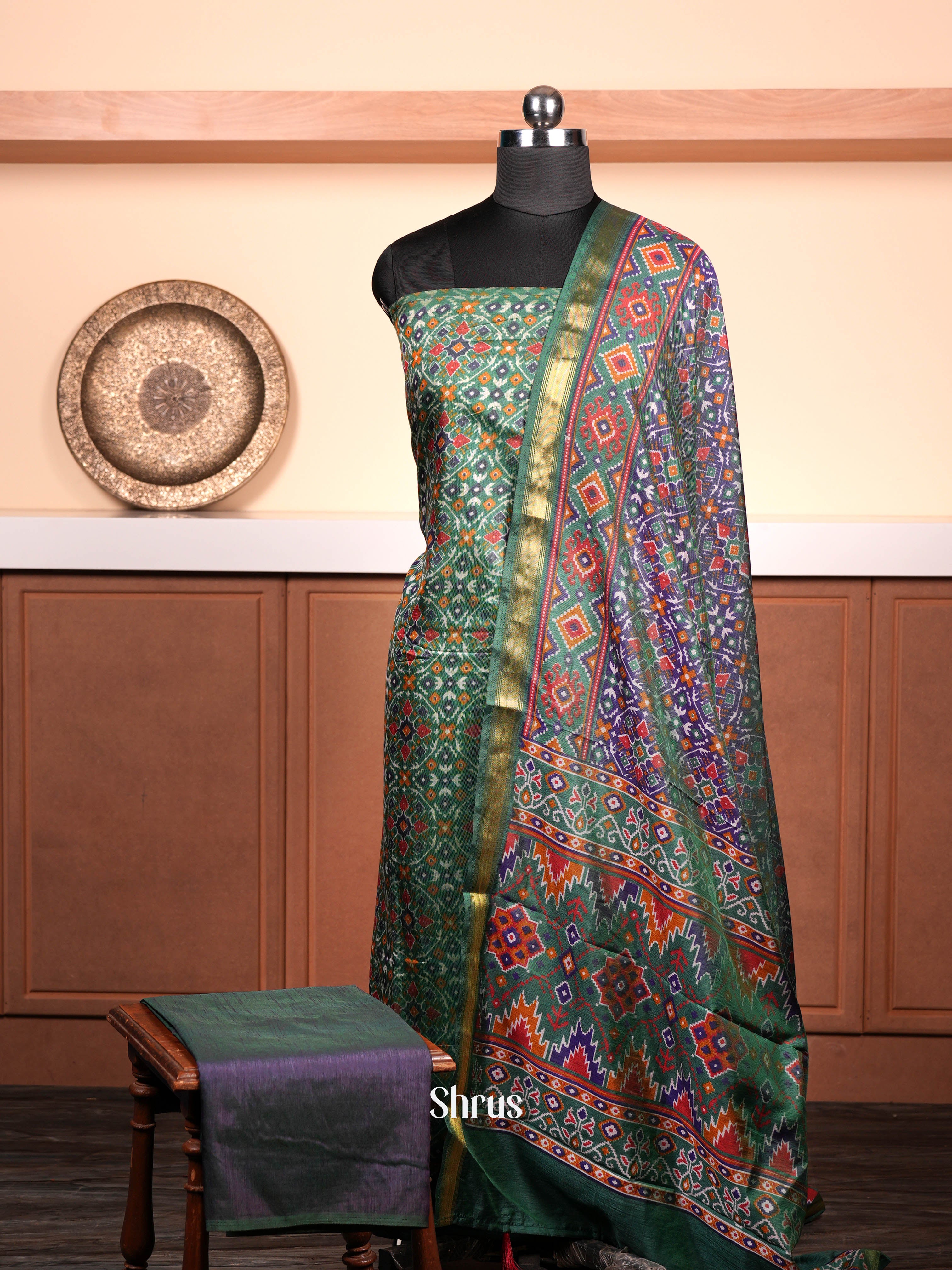 Green & Purple- semi patola salwar - Shop on ShrusEternity.com