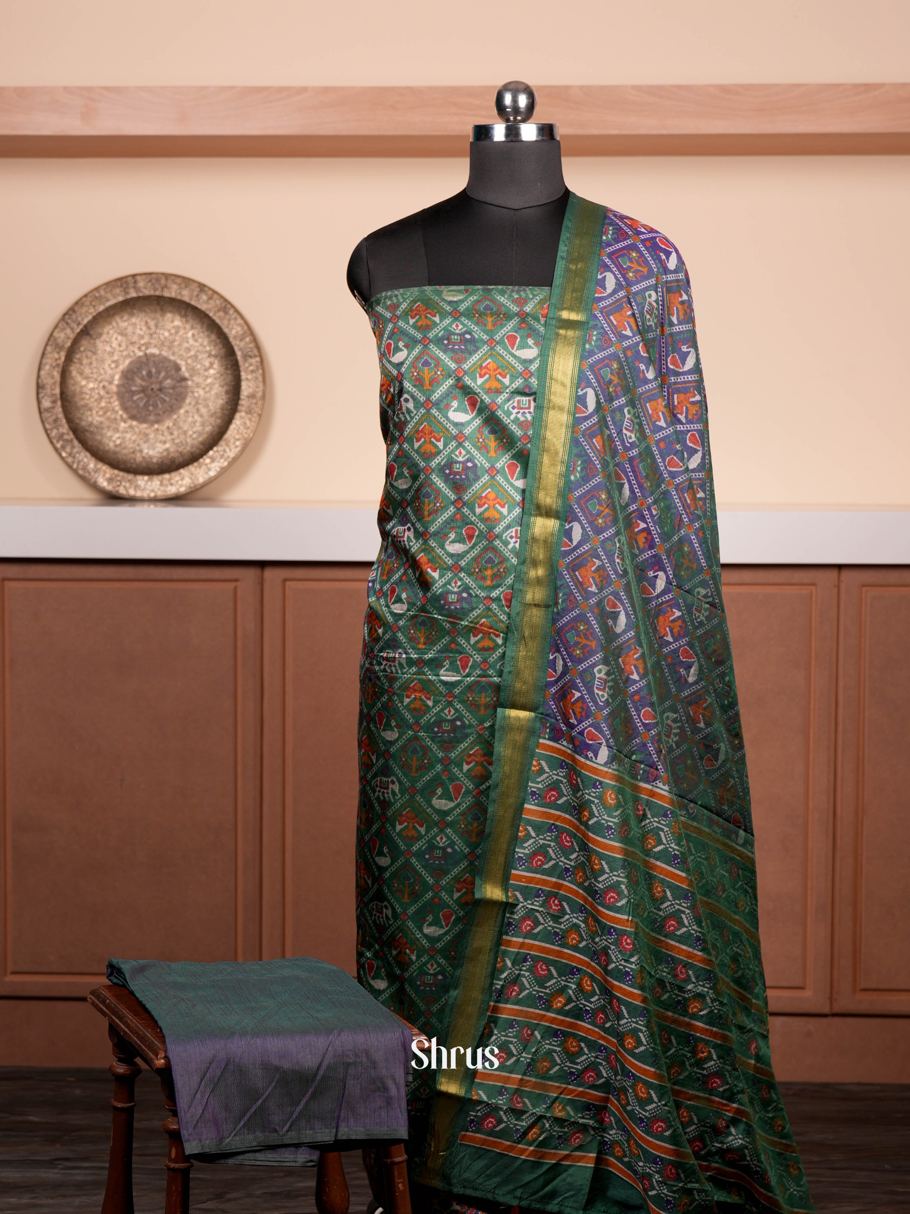 Green- semi patola salwar - Shop on ShrusEternity.com