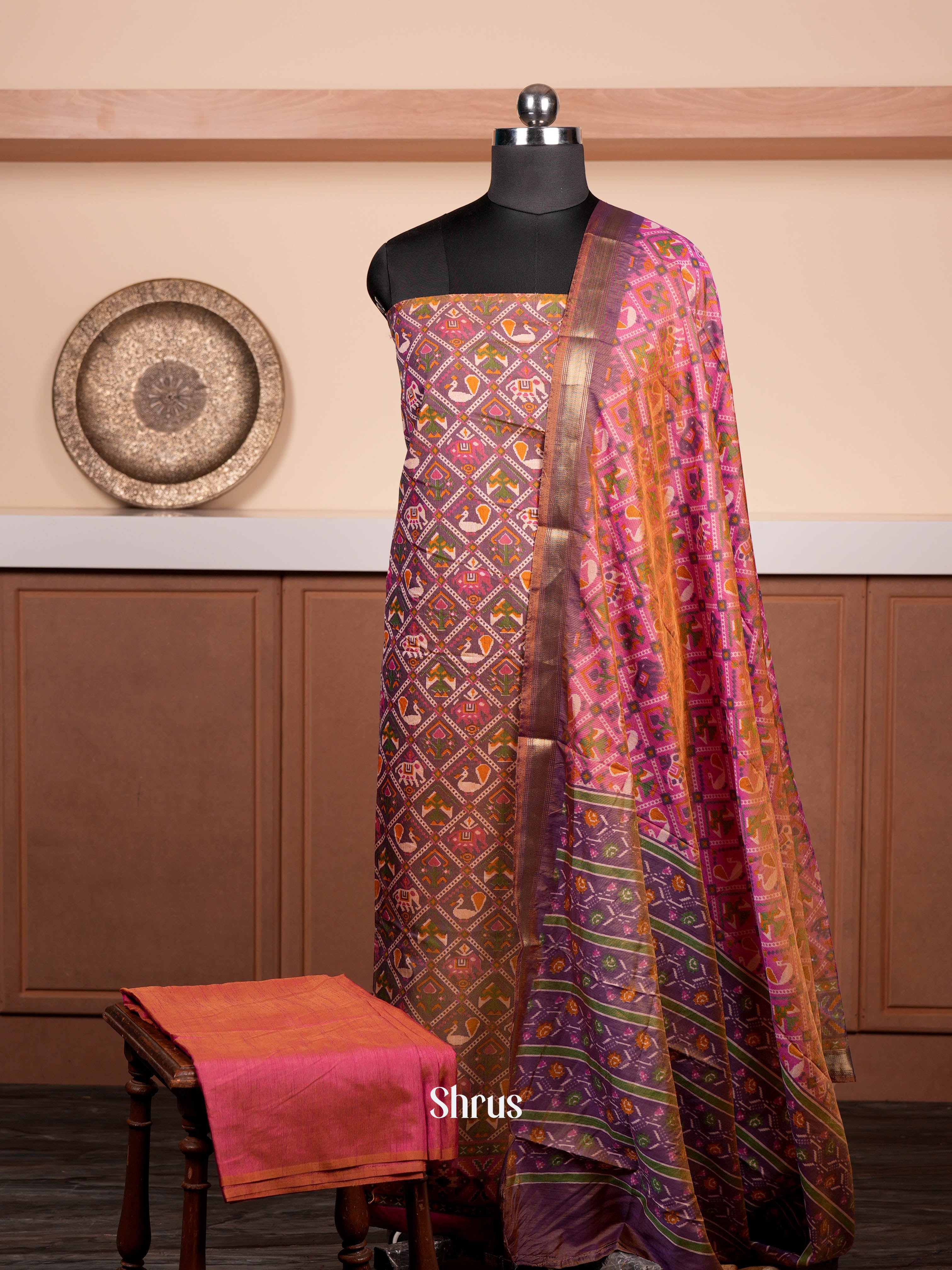 Double Shade Purple & Pink- semi patola salwar - Shop on ShrusEternity.com