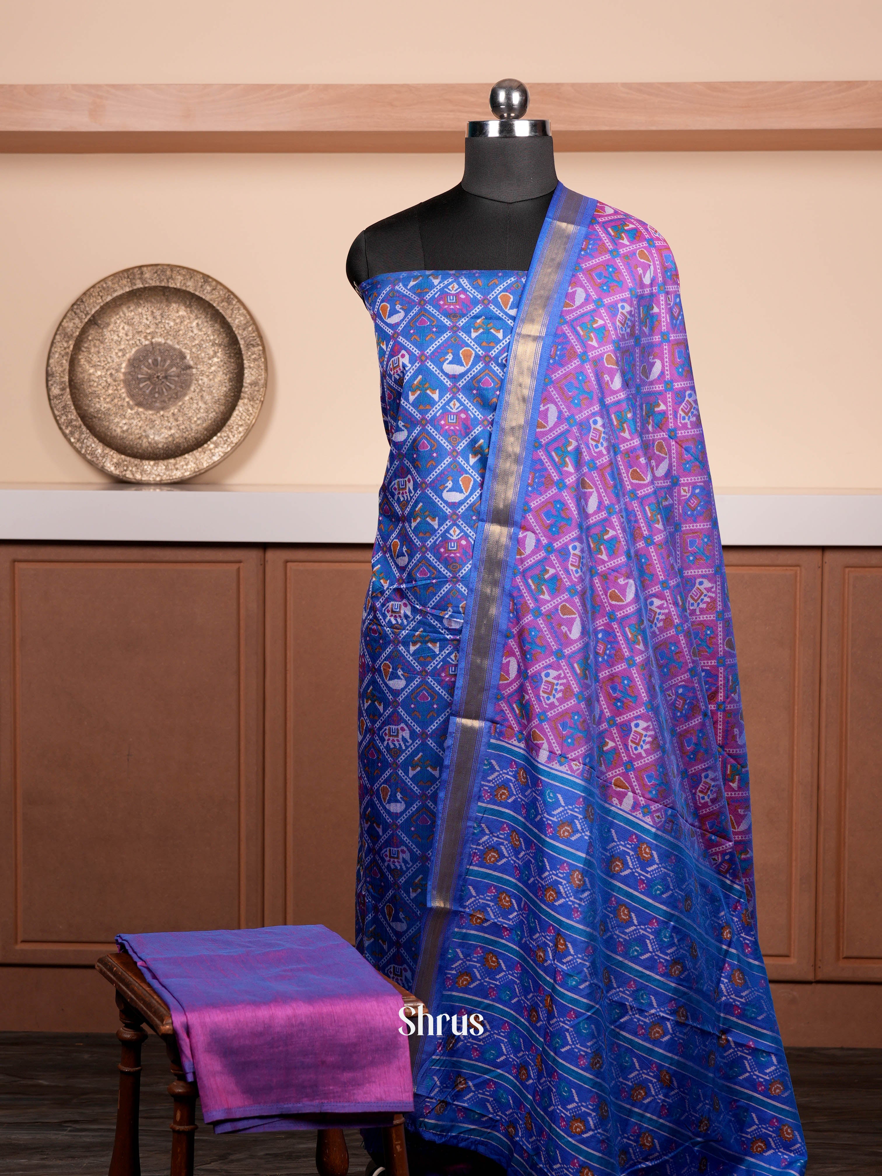 Blue & Purple - semi patola salwar - Shop on ShrusEternity.com