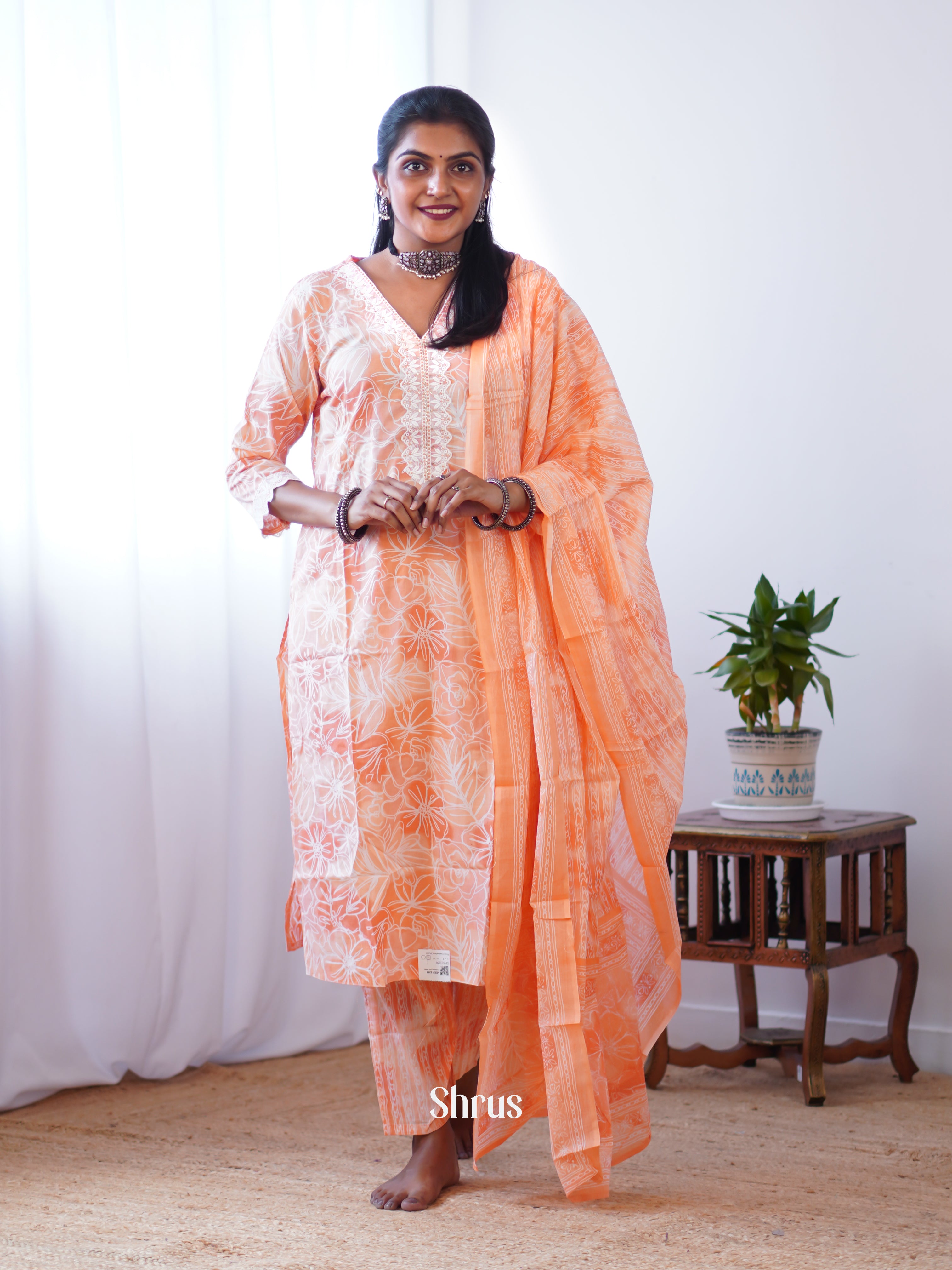 Orangish Peach - 3pc Readymade Suits - Shop on ShrusEternity.com