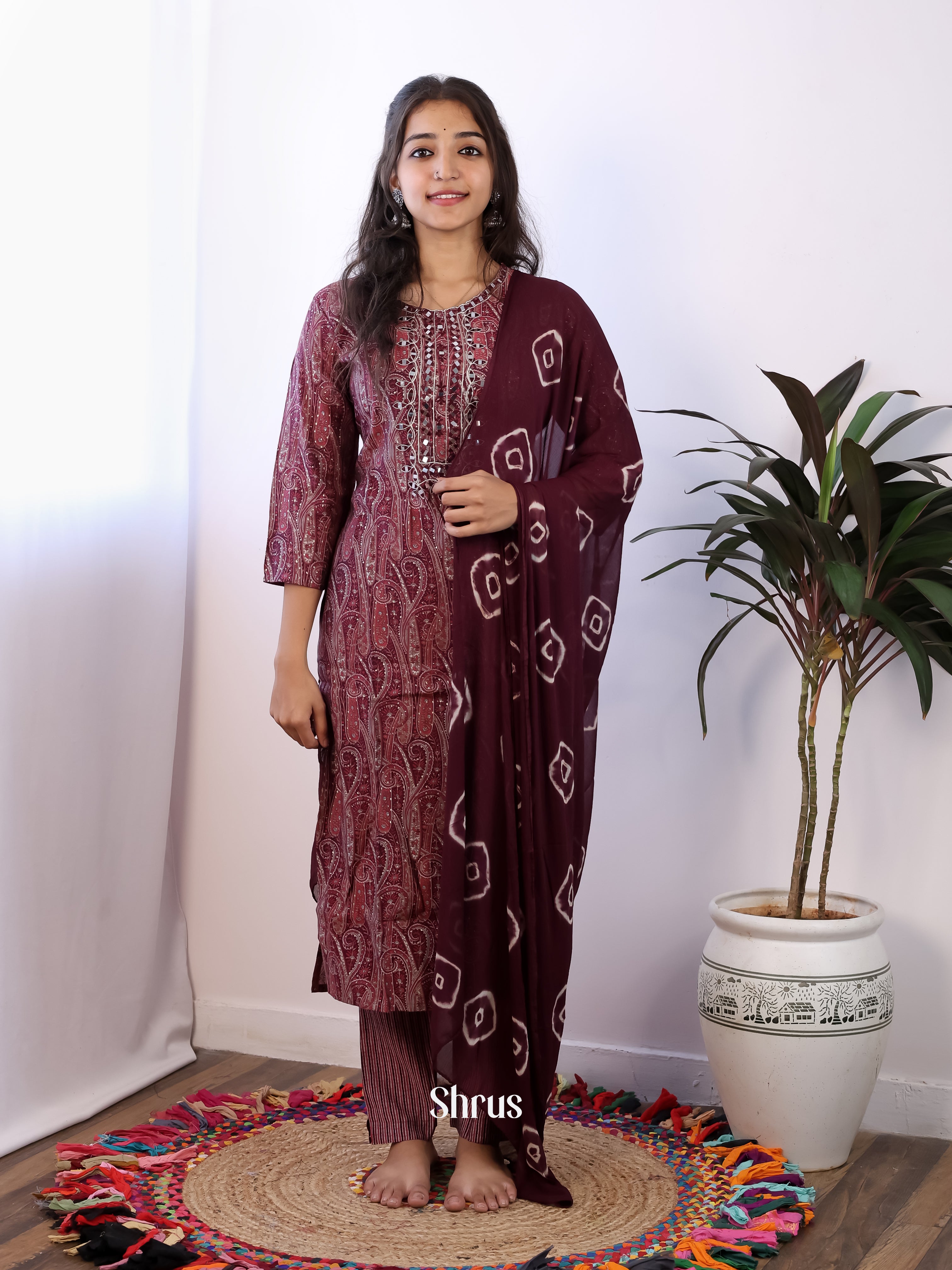 Brown - 3pc Cotton Readymade Suits - Shop on ShrusEternity.com
