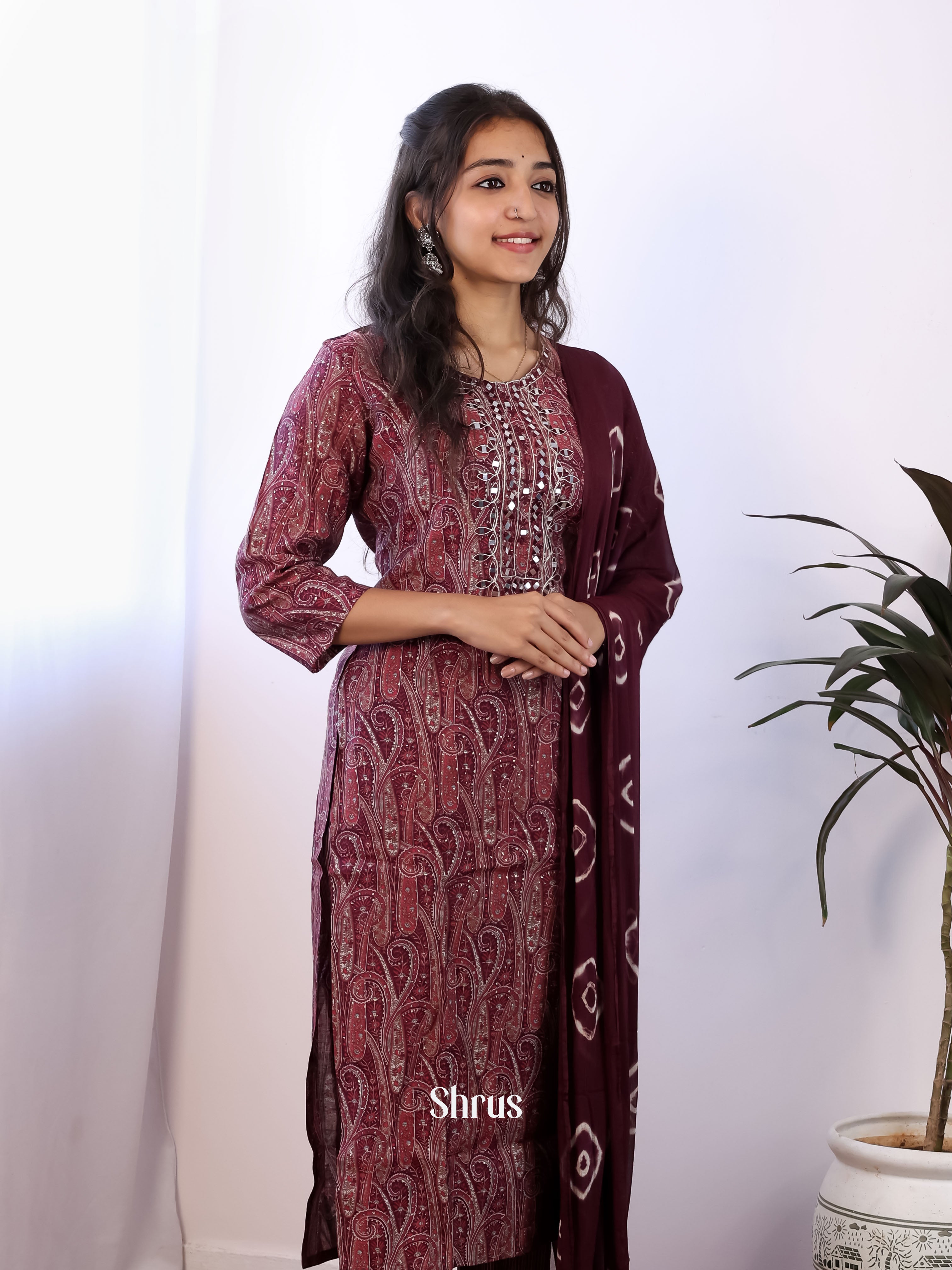 Brown - 3pc Cotton Readymade Suits - Shop on ShrusEternity.com