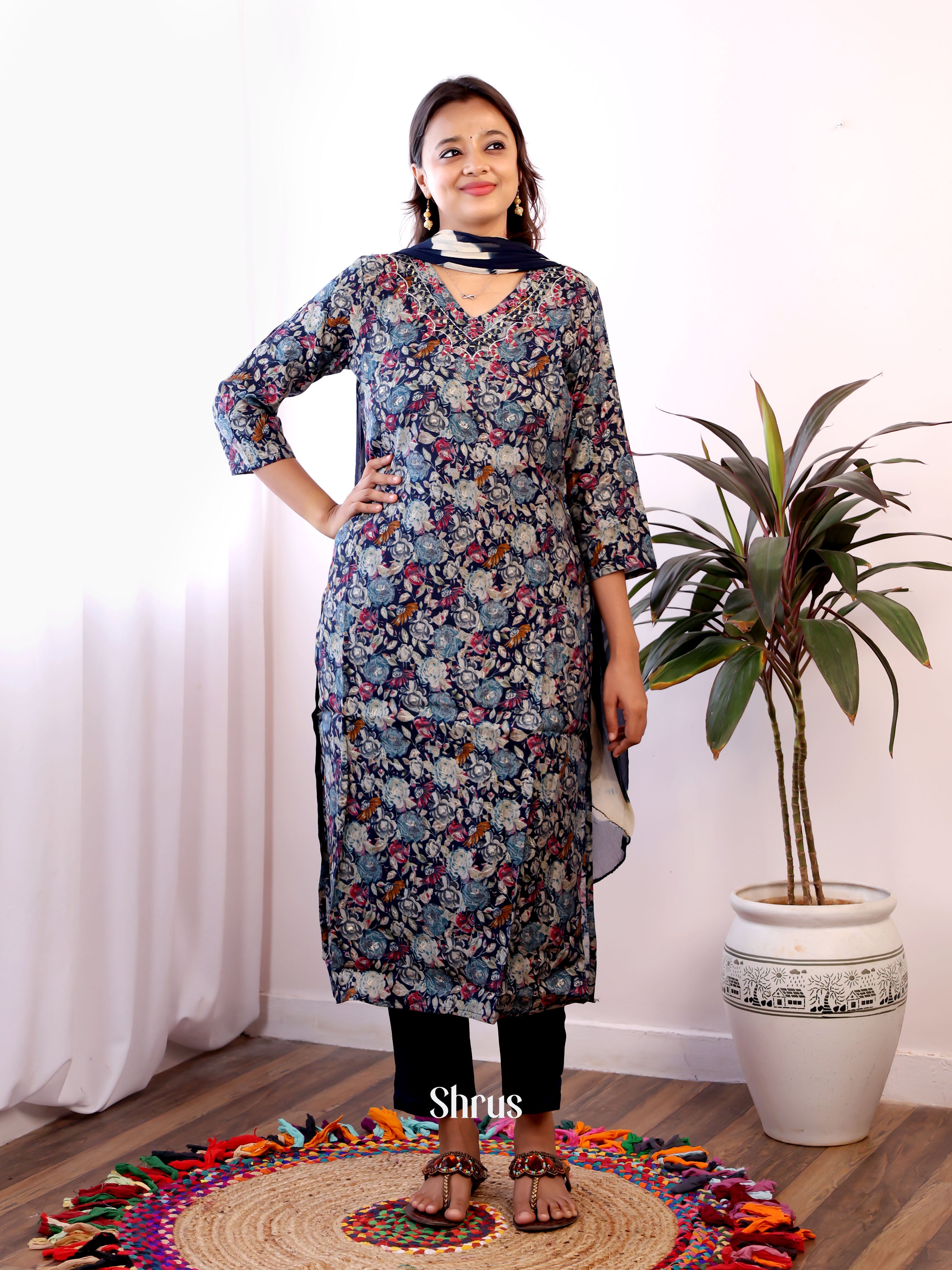 Blue -3pc Readymade Suits - Shop on ShrusEternity.com