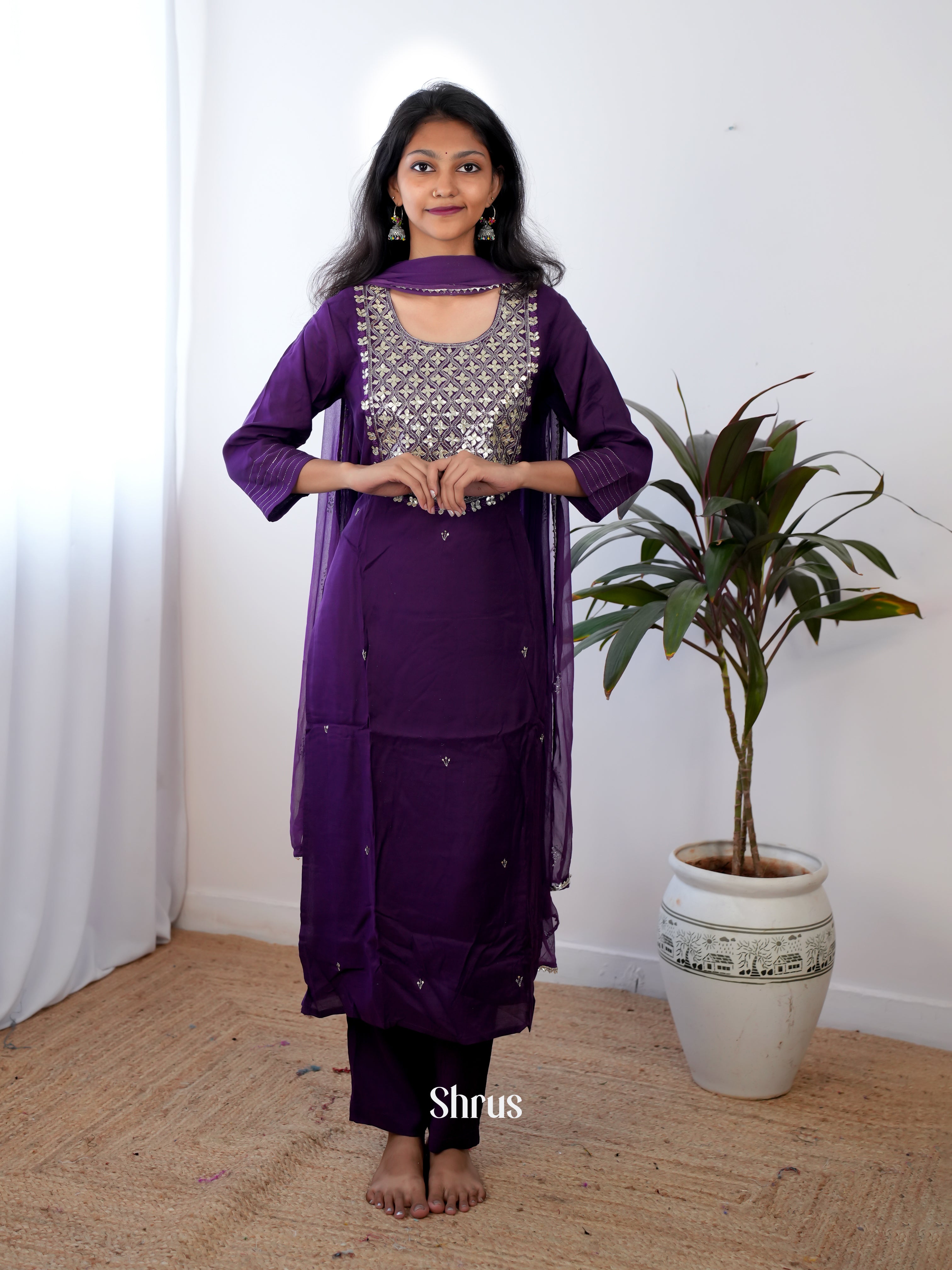 Violet -3pc sequin embroidery Readymade Suits - Shop on ShrusEternity.com