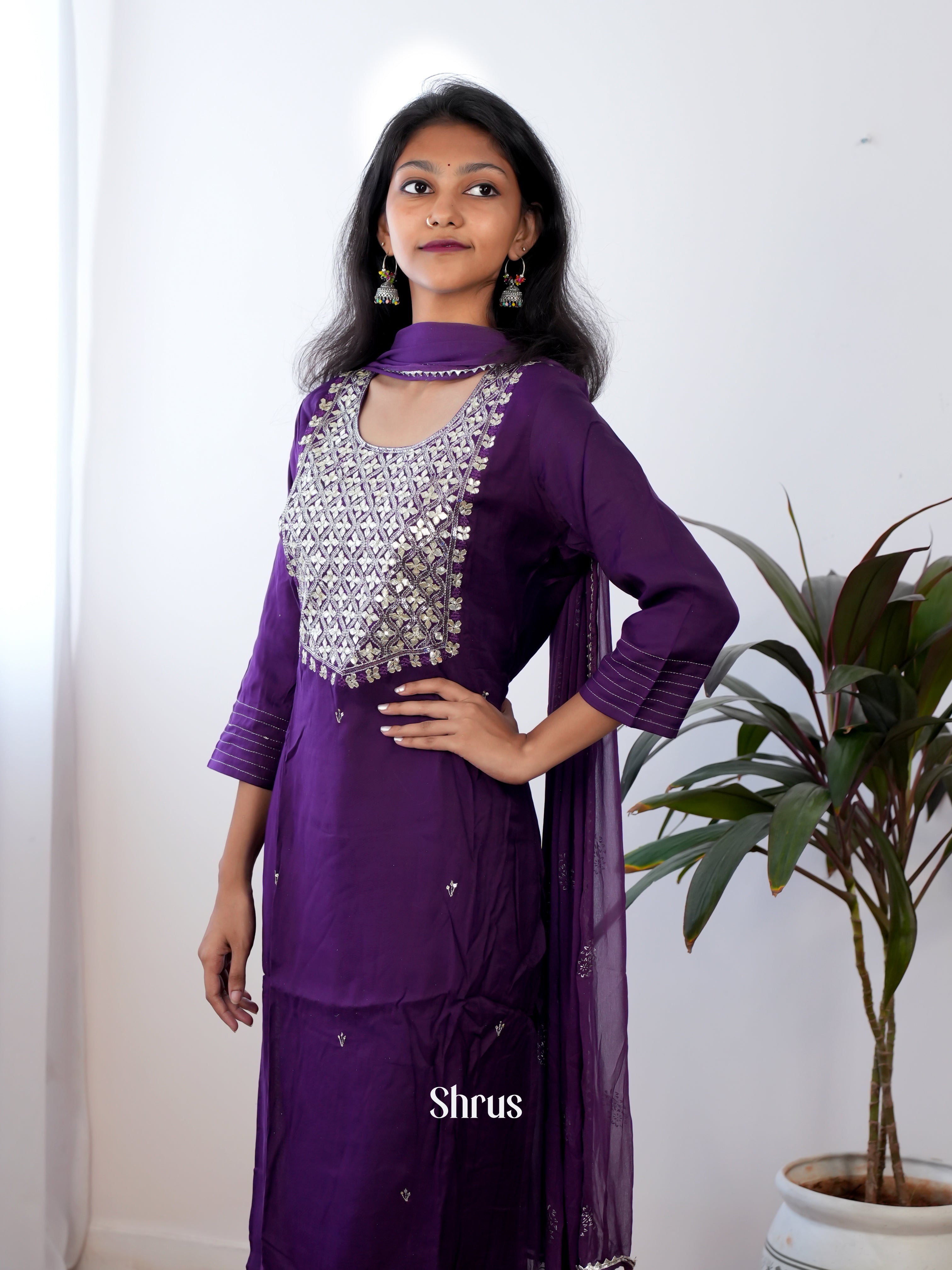 Violet -3pc sequin embroidery Readymade Suits - Shop on ShrusEternity.com