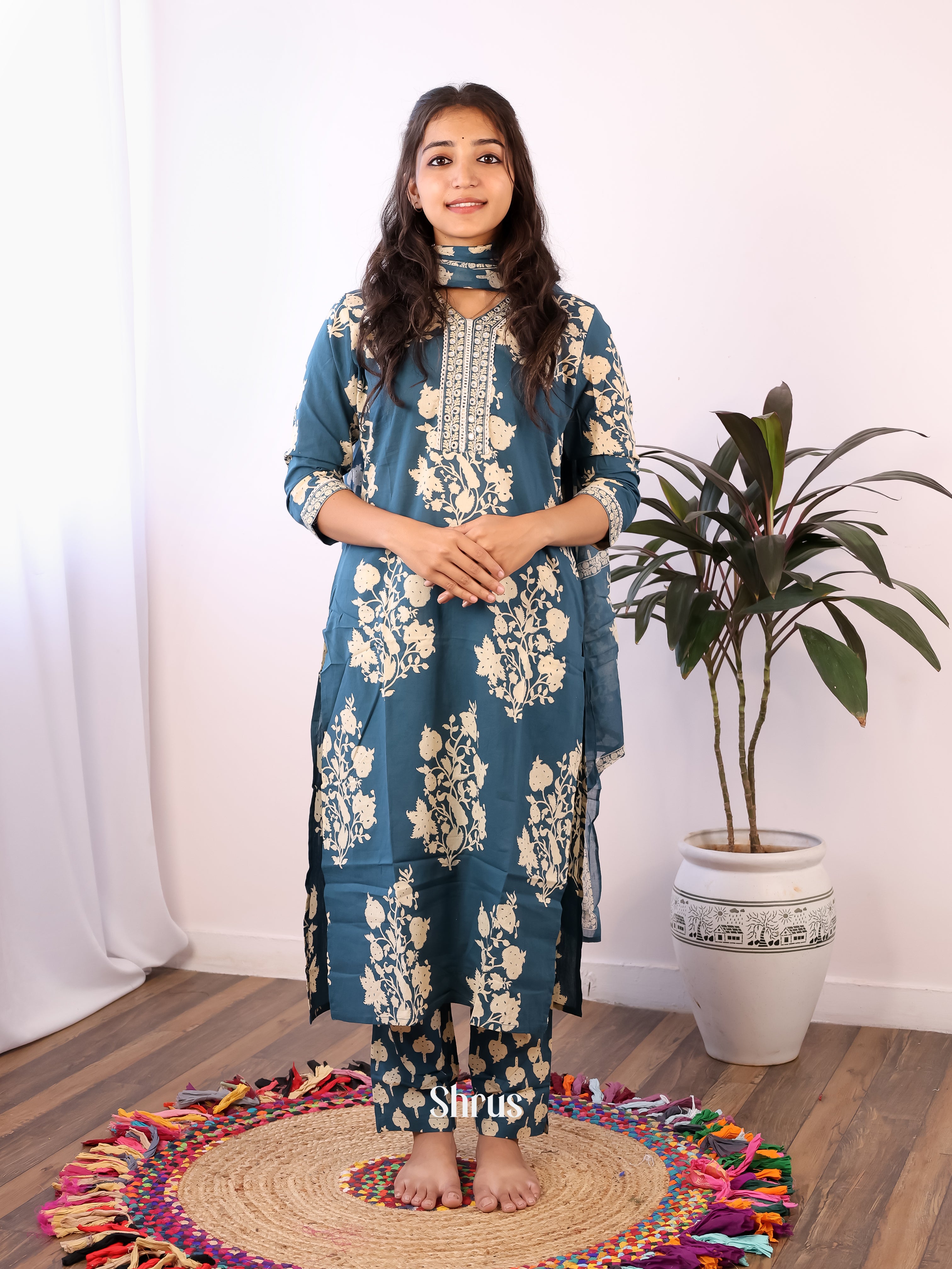 Blue -3pc Readymade Suits - Shop on ShrusEternity.com