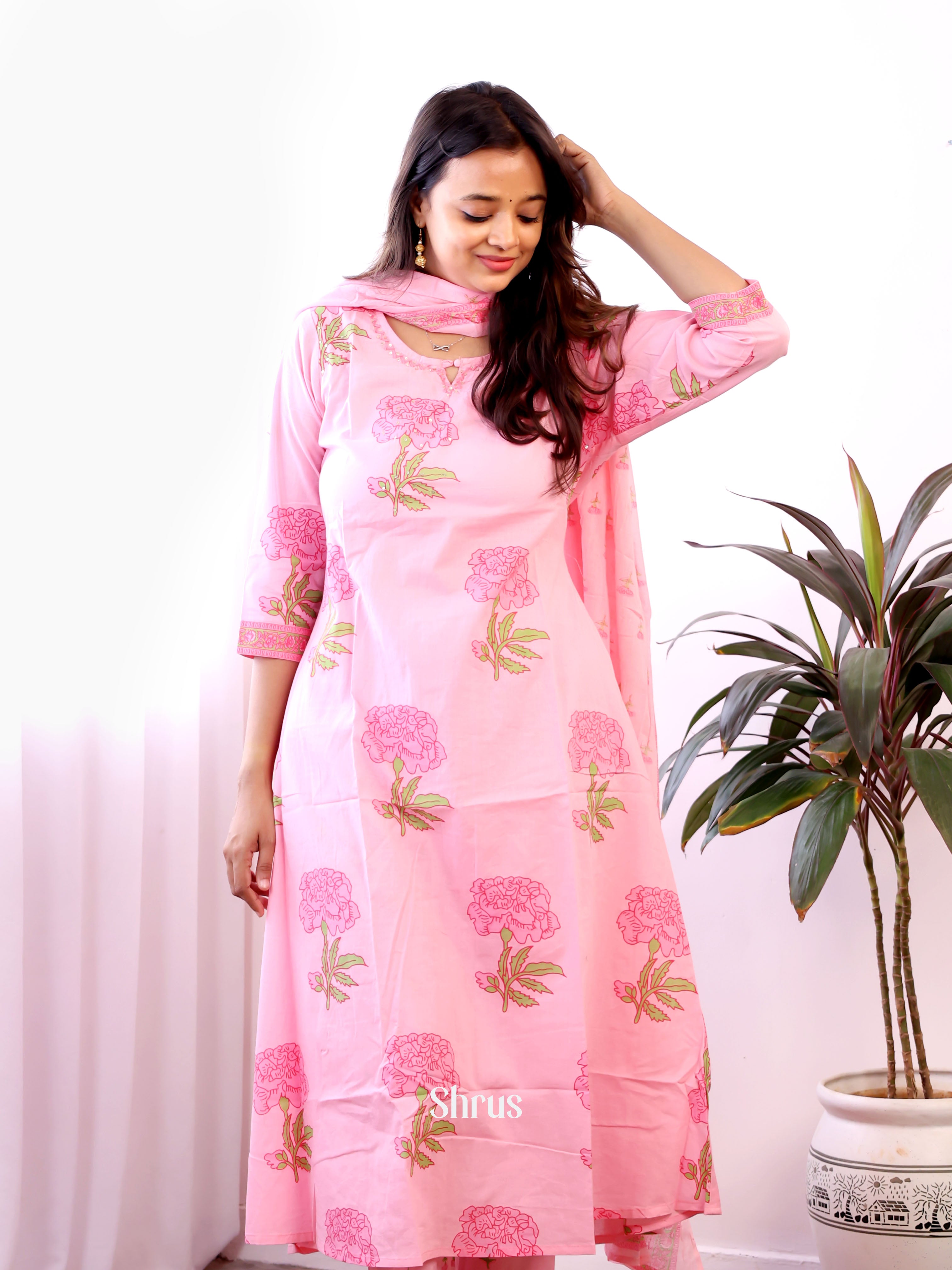 Pink -3pc Readymade Suits - Shop on ShrusEternity.com