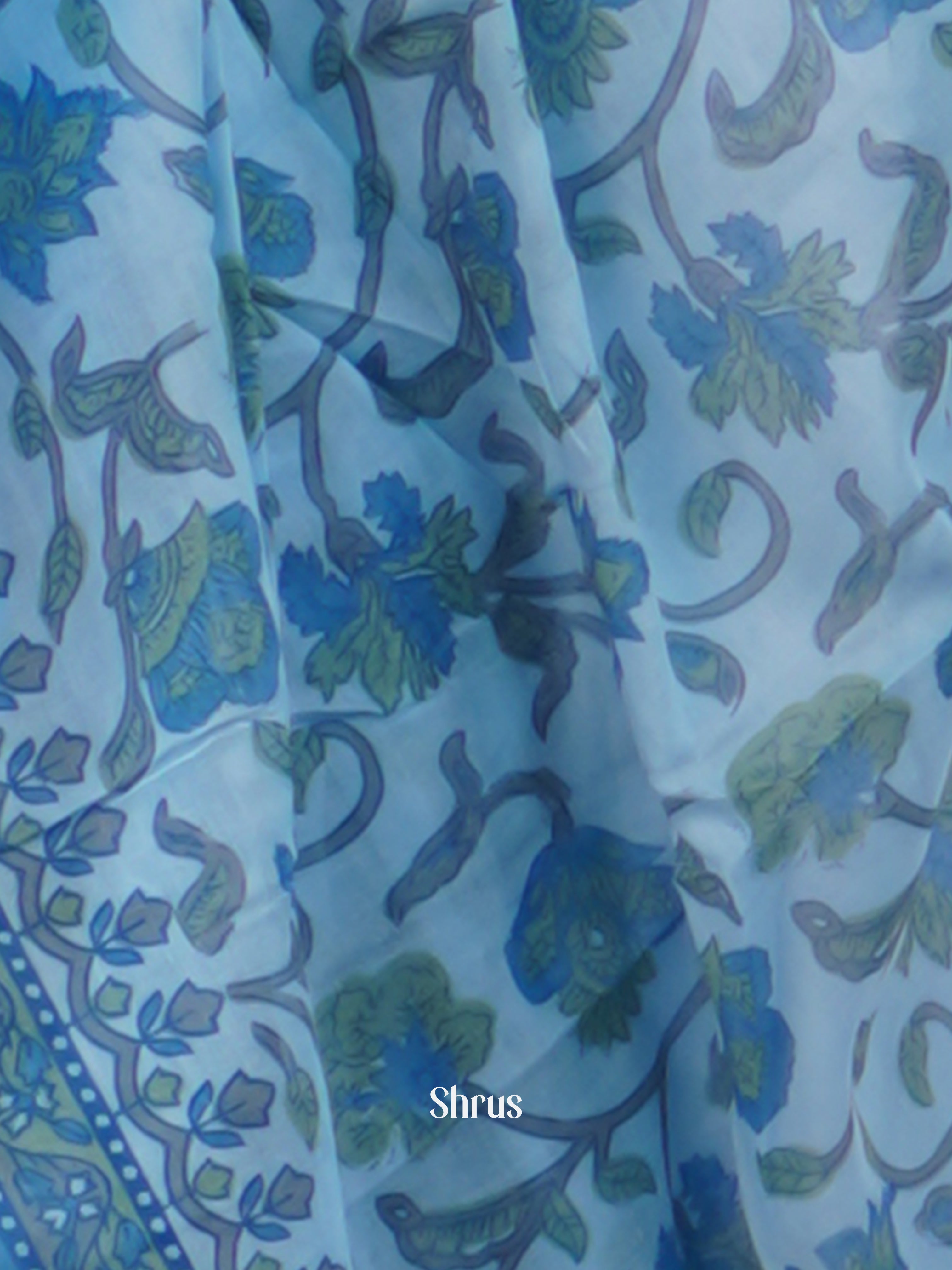 Blue -V neck Printed 3 pc Readymade Suits - Shop on ShrusEternity.com