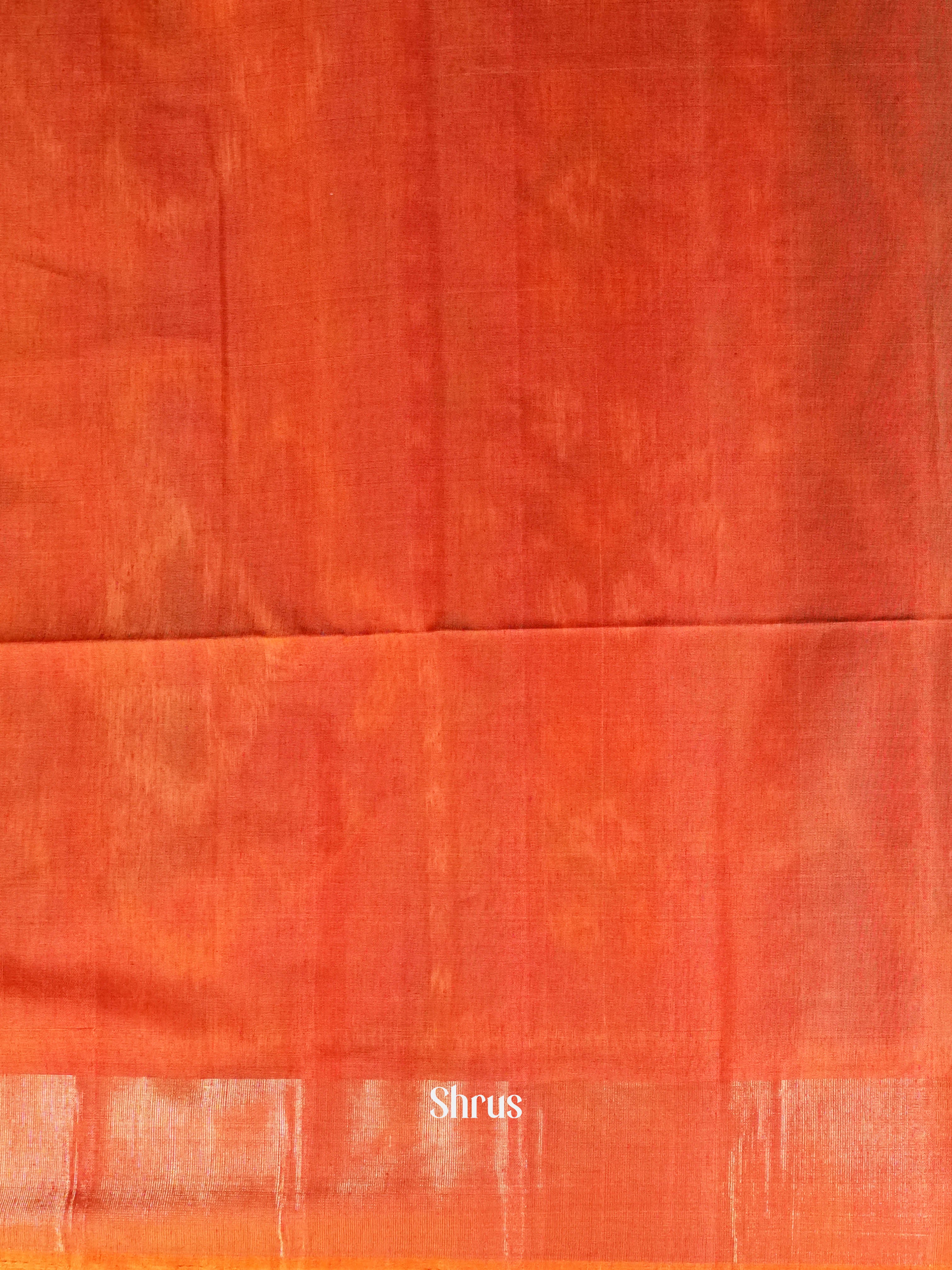 Deep Indigo & Reddish Orange - Pochampally sico Saree - Shop on ShrusEternity.com