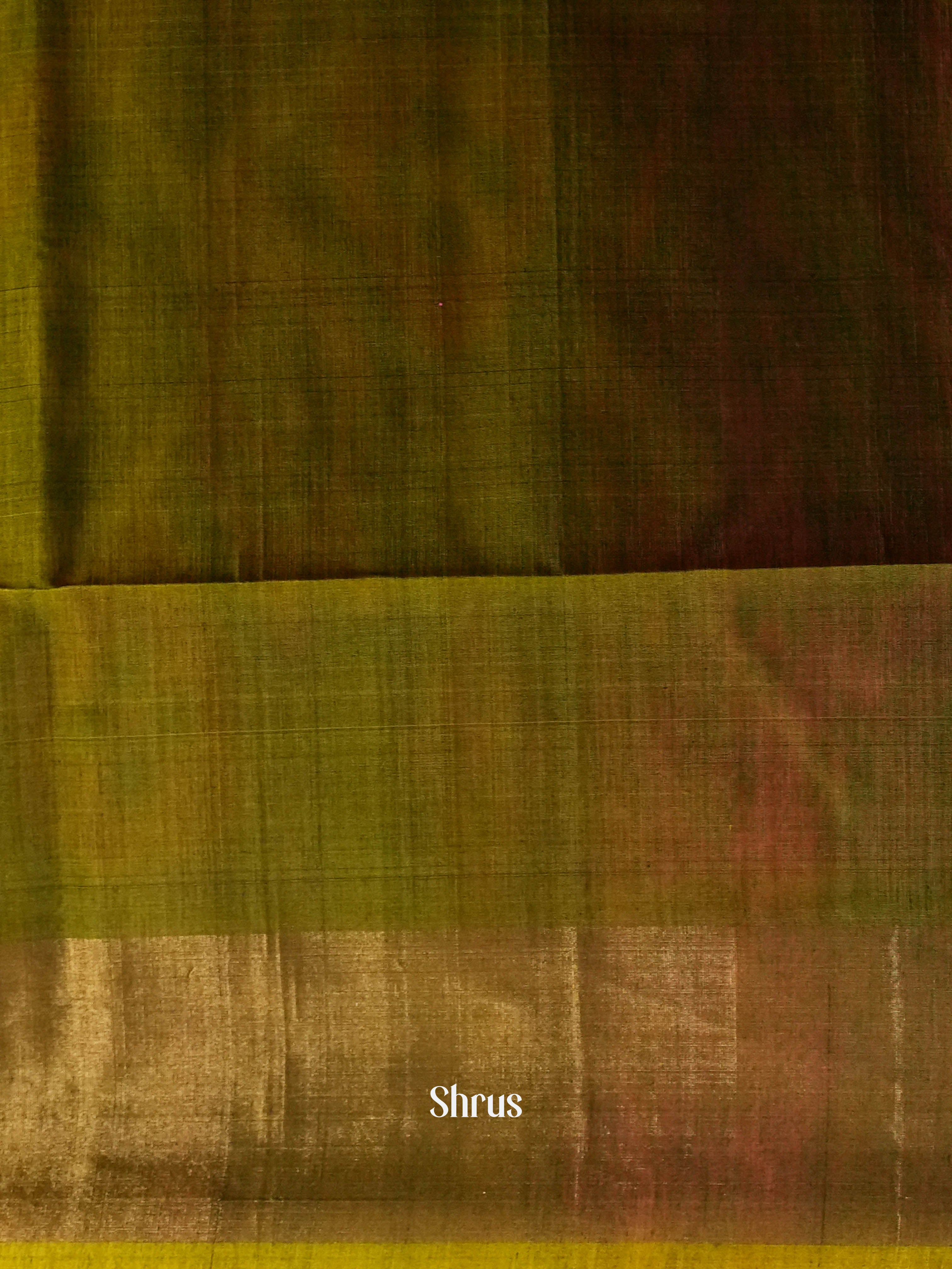 Rosy Pink & Olive Green - Pochampally sico Saree - Shop on ShrusEternity.com